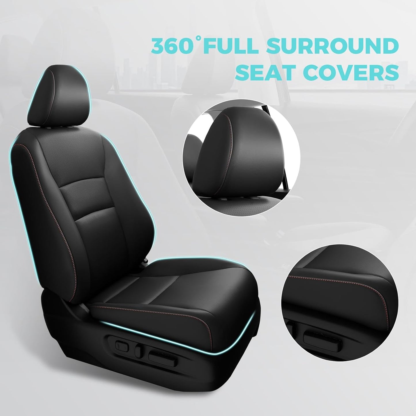 for Honda Pilot Seat Covers, Car Seat Protectors Full Set Custom Fit Pilot Elite,Black Edition 2016 2017 2018 2019 2020 2021 2022-7 Seats, Faux Leather Full Coverage Waterproof, Black Red