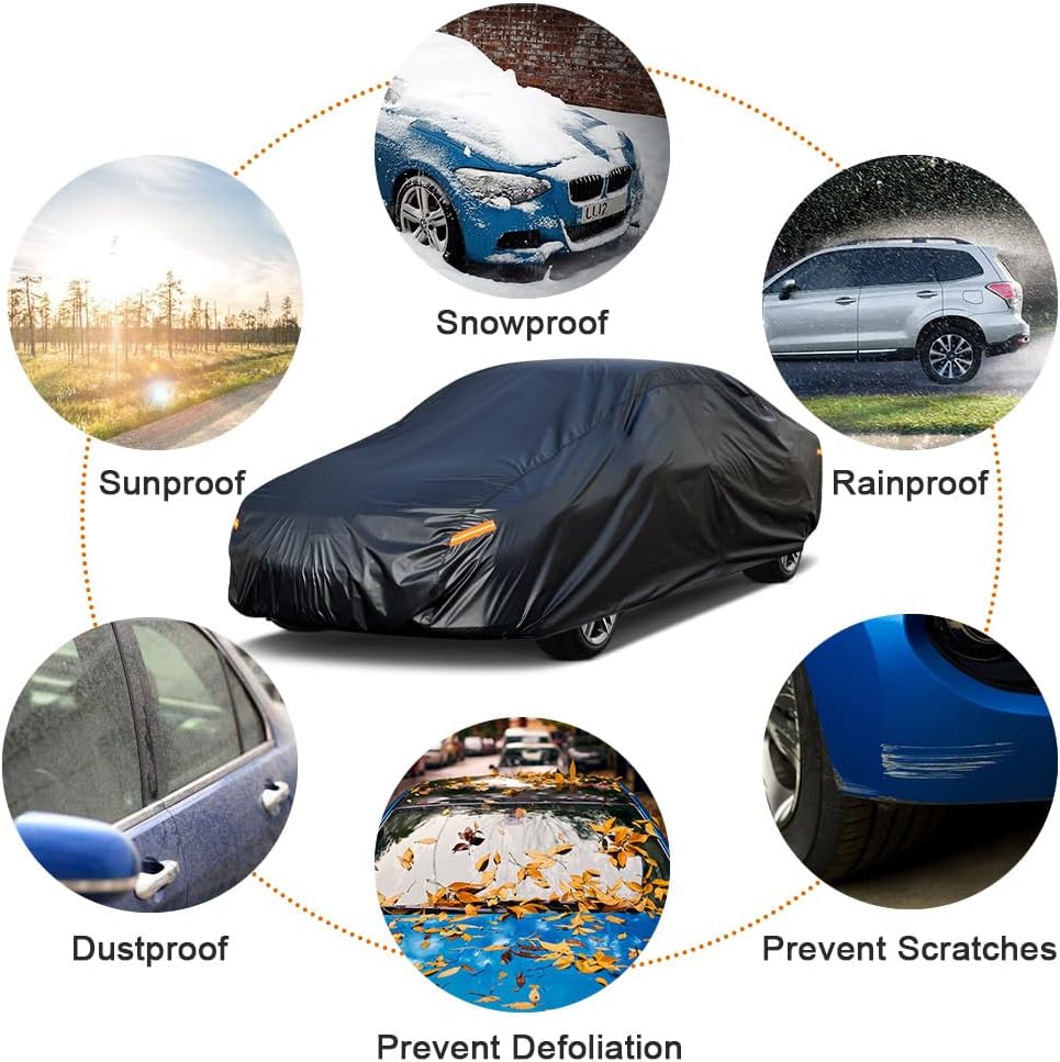 Kayme 7 Layers Car Cover Custom Fit for Dodge Charger (2006-2025) Waterproof All Weather for Automobiles, Outdoor Full Cover Rain Sun UV Protection.Black