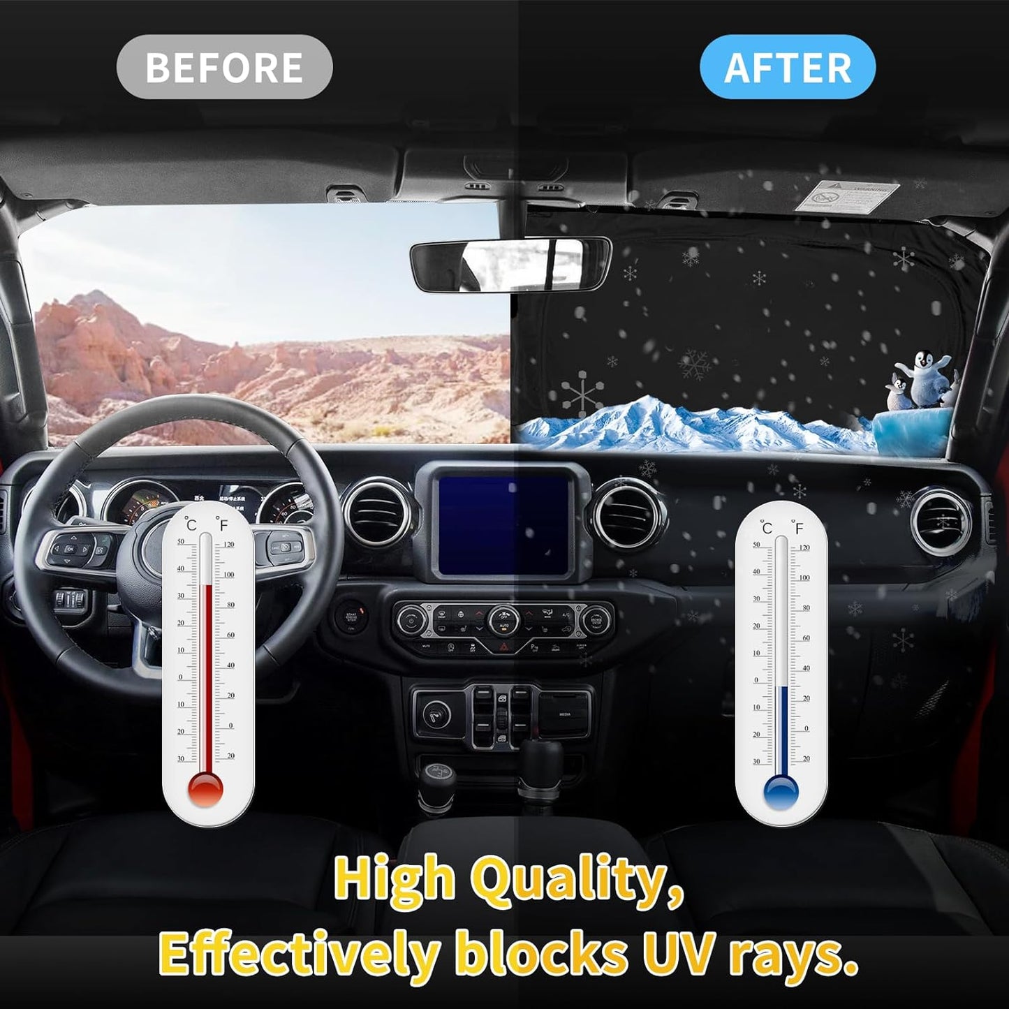 for Toyota RAV4 Sun Shade Sunshade Windshield Cover - 4 Layers Front Window Shade for RAV-4 2013-2018 Custom Fit Sun Visor - 240T Retractable Shade Blocks UV Rays Car Accessories