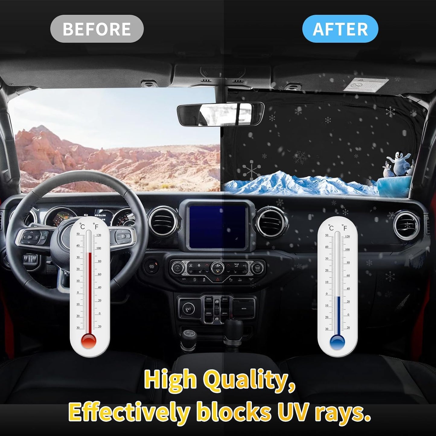 Sun Shade Sunshade for Nissan Rogue Windshield Cover,4-Layer Front Window Shade Custom Fit Rogue 2021-2024 2025 (Not for Rogue Sport) Sun Visor 240T Retractable Shade Shield Blocks UV Rays