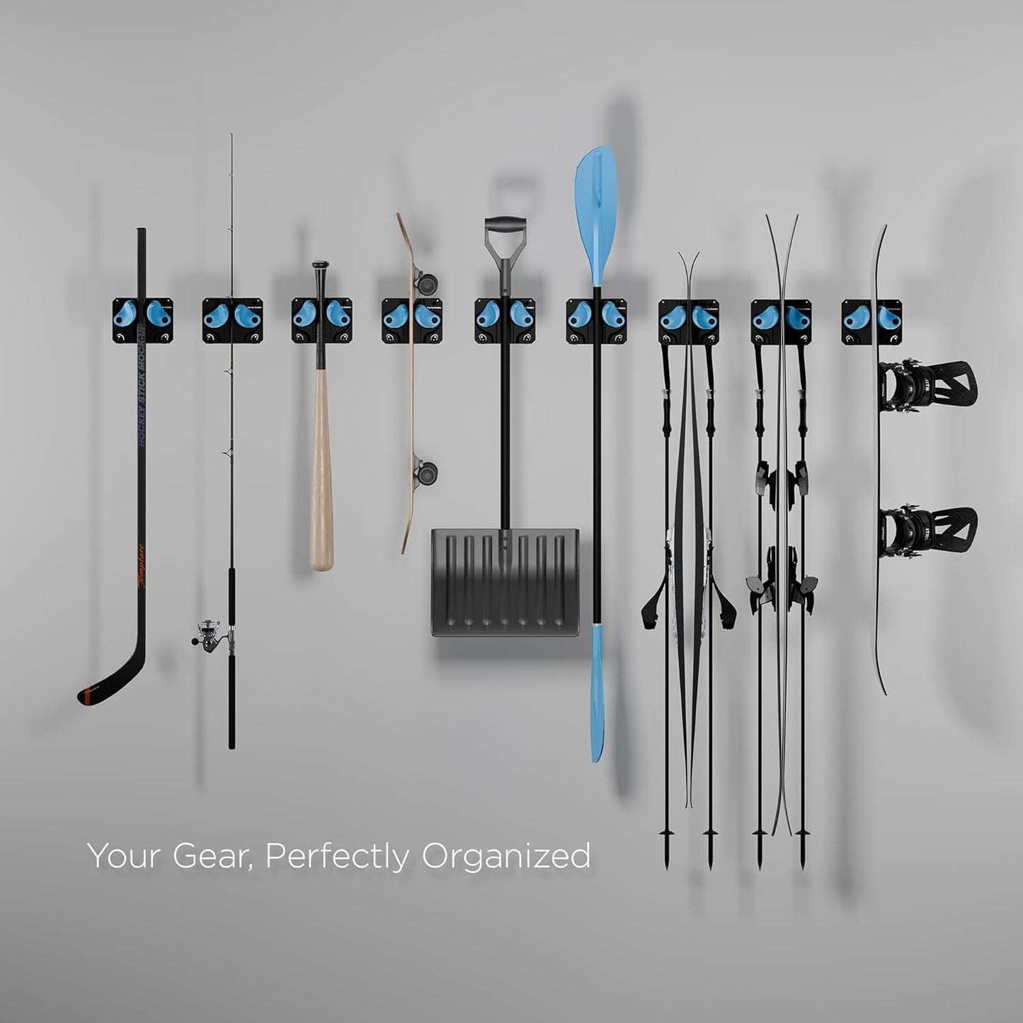 Ultimate Ski & Snowboard Wall Storage Rack - Fits any Ski or Snowboard - Save Your Rocker, Tips and Tails - Damage-free - 2x - Black