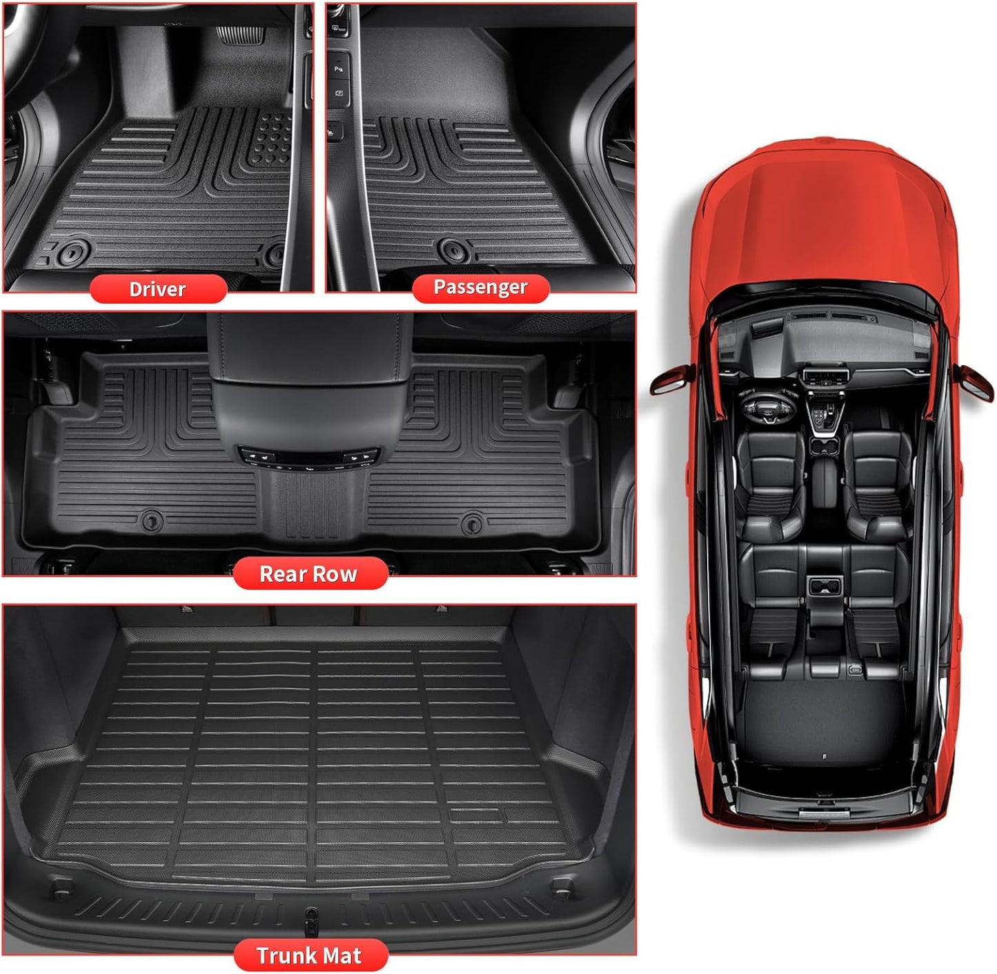 Wayhigh-All Weather Floor Mats & Cargo Liner and Seatback Cargo Set for Nissan Kicks 2025 2026 SV/SR (Not for S) Custom Fit TPE Car Mats Waterproof Heavy Duty Rubber Floor Liners for Kicks Accessories