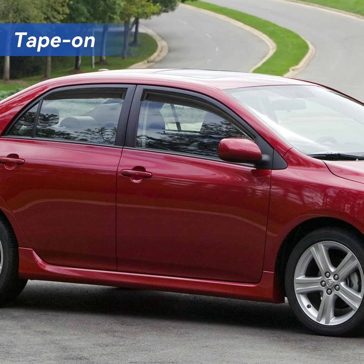 Window Visors Rain Guards Shield for 2003-2008 Toyota Corolla, Out-Channel Window Vent Wind Deflectors Visors Shades for 03-08 Corolla