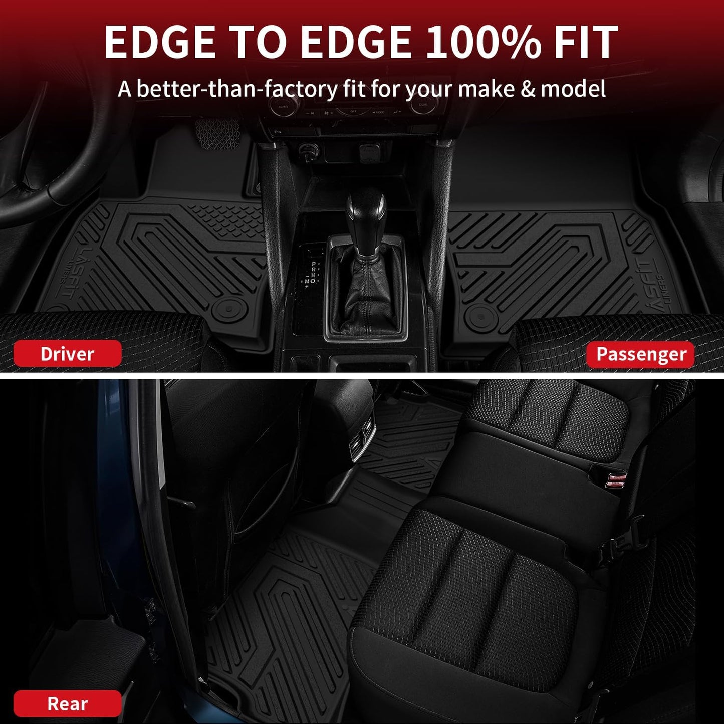 LASFIT Floor Mats & Trunk Mat Fit for Mazda CX50 2025 2024 2023 (Not for Hybrid) Custom Fit CX 50 Floor Liners TPE All Weather Car Mats Accessories, 1st & 2nd Row & Cargo Mat for CX-50-Black
