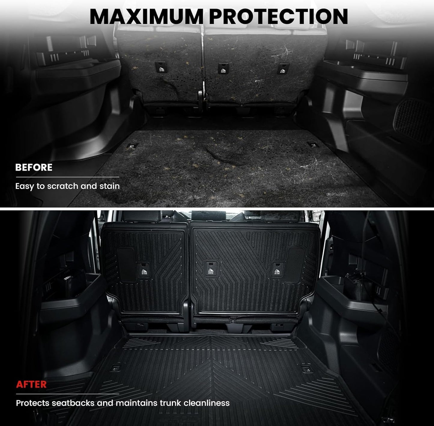 LASFIT Trunk Mat&Backrest Mat for Toyota 4Runner 2025-2026 Gasoline(Only Fit 5 Seats), All Weather TPE Custom Fit Cargo Liner for 4Runner SR5/TRD/Limited 6th gen 4 Runner Cargo Mat, Black