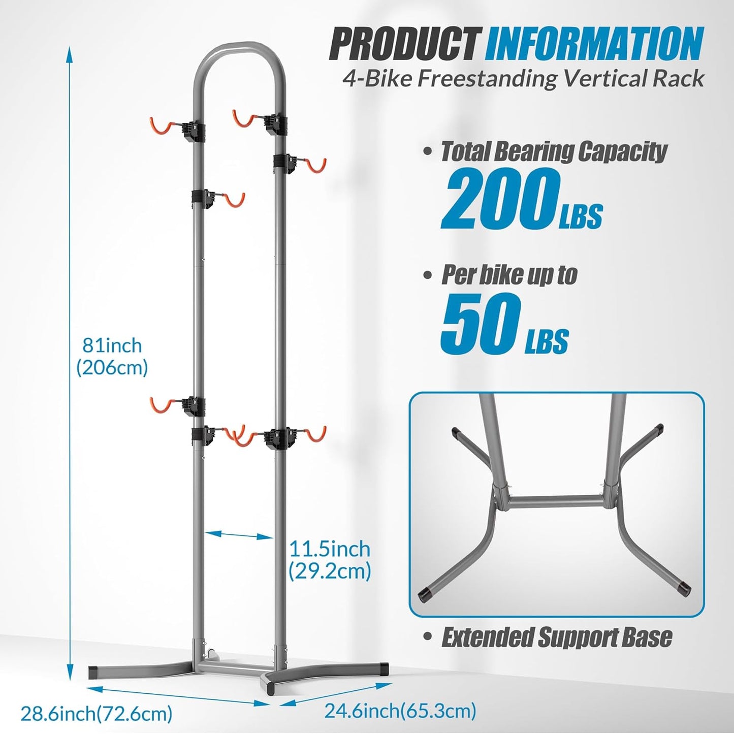 Suchtale 4 Bike Rack, Bicycle Rack, Bike Storage Rack for Garage Home, Freestanding Gravity Bike Stand, Adjustable Vertical Bicycle Holder for Indoor Outdoor, Bike Hanger Floor Parking Cycle Organizer