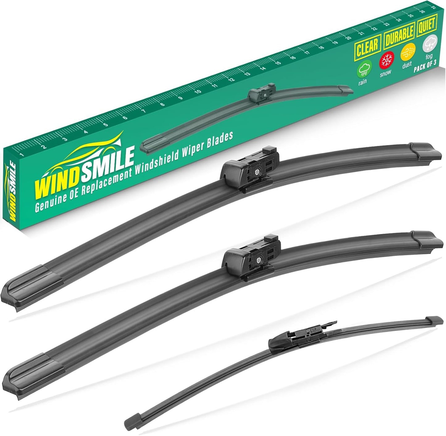 24" 20" 15" Windshield Wiper Blades Replacement for Porsche Macan 2015 2016 2017 2018 2019 2020 2021 2022 2023 2024 2025 Premium All Weather Front Rear Wipers Set - OEM Quality (Pack of 3)