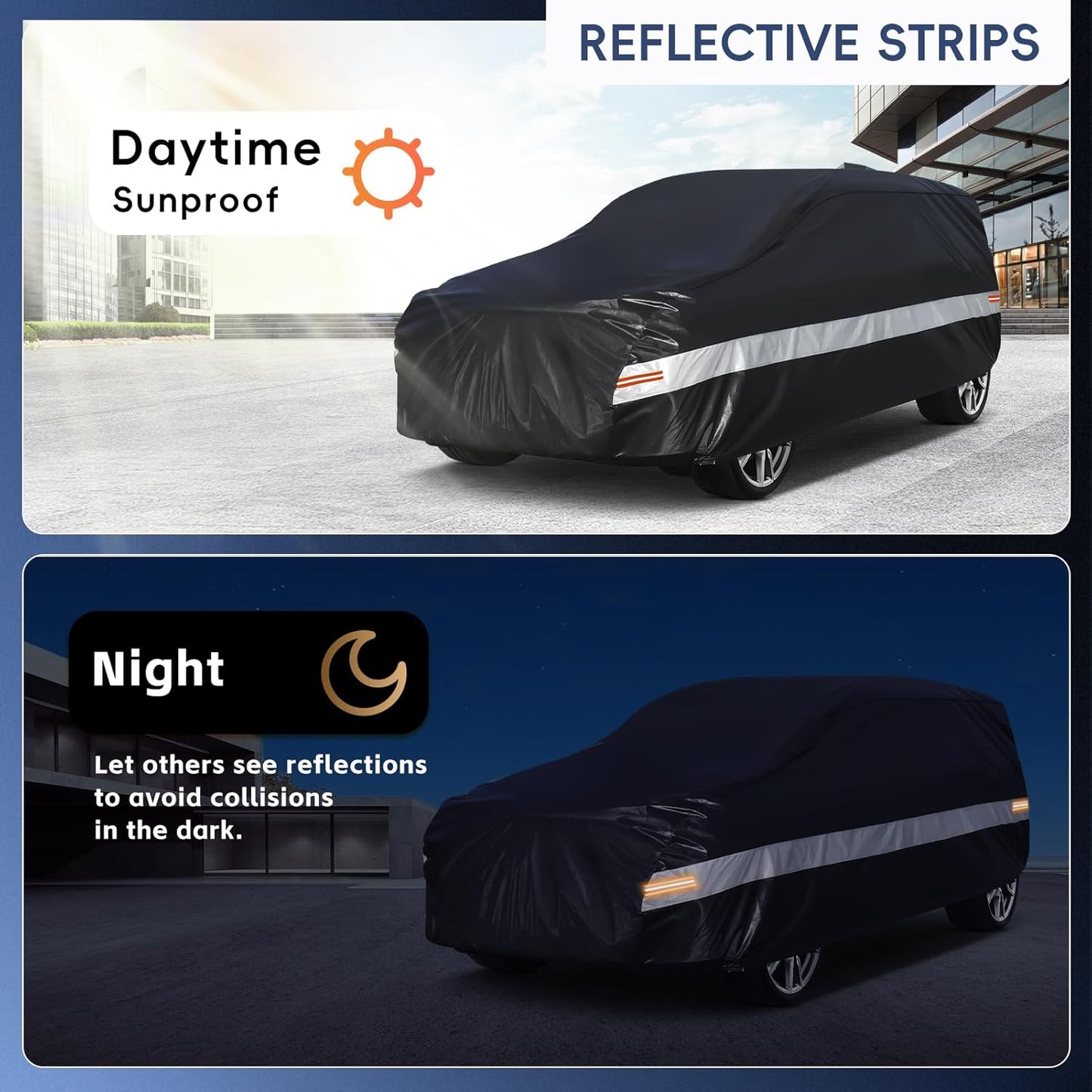 10 Layers SUV Car Cover Custom Fit for Chevrolet Chevy Traverse (2009-2024) Waterproof All Weather for Automobiles, Outdoor Full Cover Sun UV Rain Protection with Cotton.Black