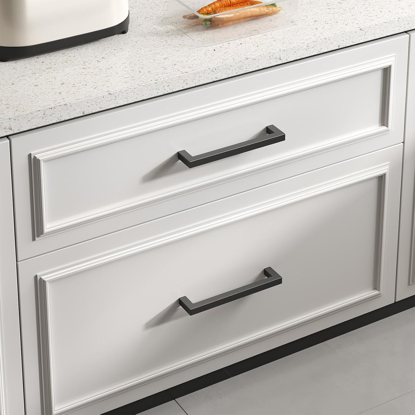 goldenwarm 35 Pack 3.5 INCH Black Square Bar Cabinet Pull - Drawer Handle Stainless Steel Modern Hardware for Kitchen and Bathroom Cabinets Cupboard,Center to Center 3-1/2in (90mm) Cabinet Pulls