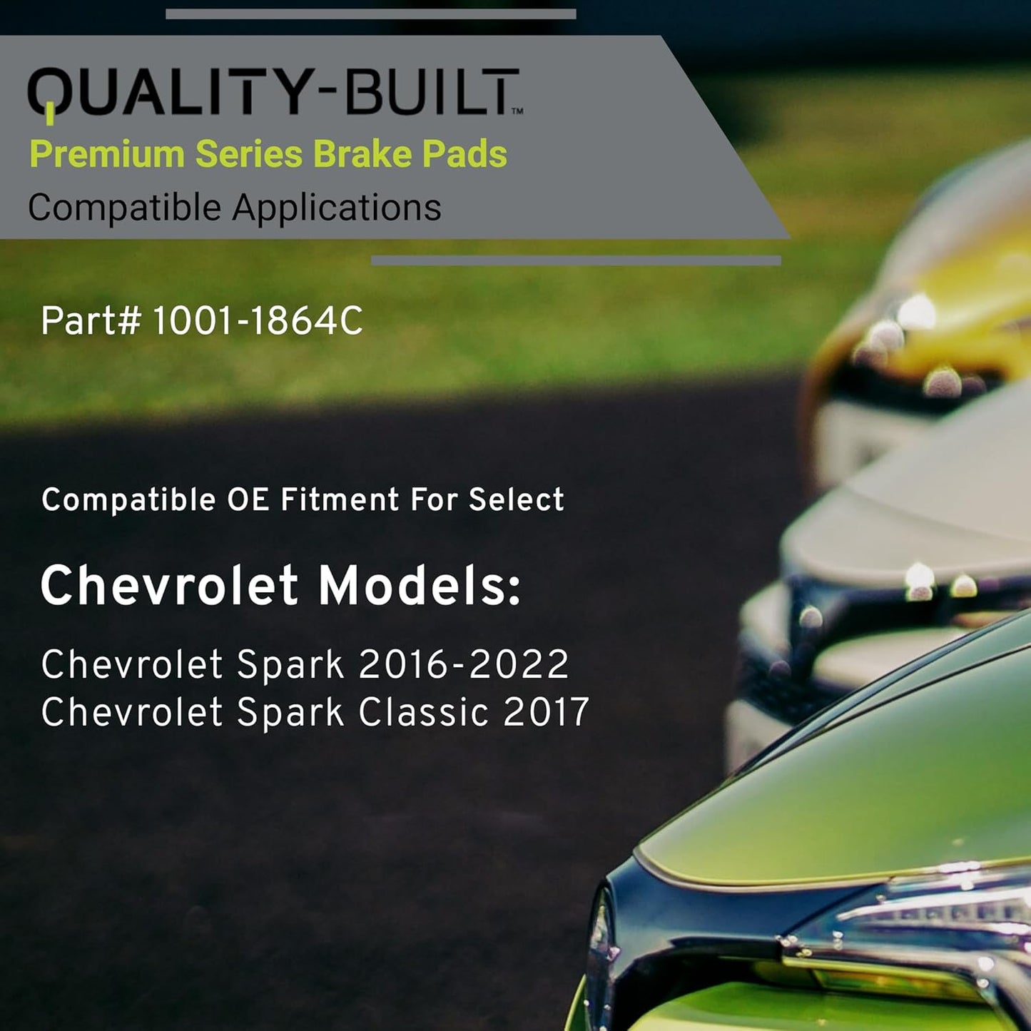 Premium Ceramic Front Brake Pads (1001-1864C) Compatible with Chevrolet Spark 2016-2022, Chevrolet Spark Classic 2017-2017