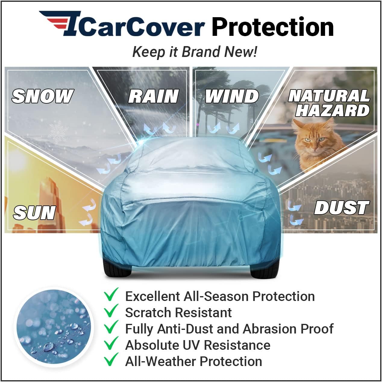 iCarCover Premium Car Cover for 1984-1996 Buick Century Wagon Heavy Duty Waterproof All-Weather Automobiles Custom Fit Indoor Outdoor UV Snow Protection Covers with Straps and Bag
