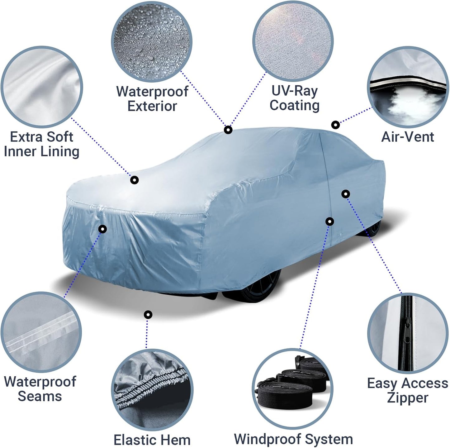 iCarCover Custom Car Cover for 1978-1987 Chevy El Camino, Waterproof All Weather Rain Snow UV Sun Protector Full Exterior Weatherproof Indoor Outdoor Car Cover with Strap