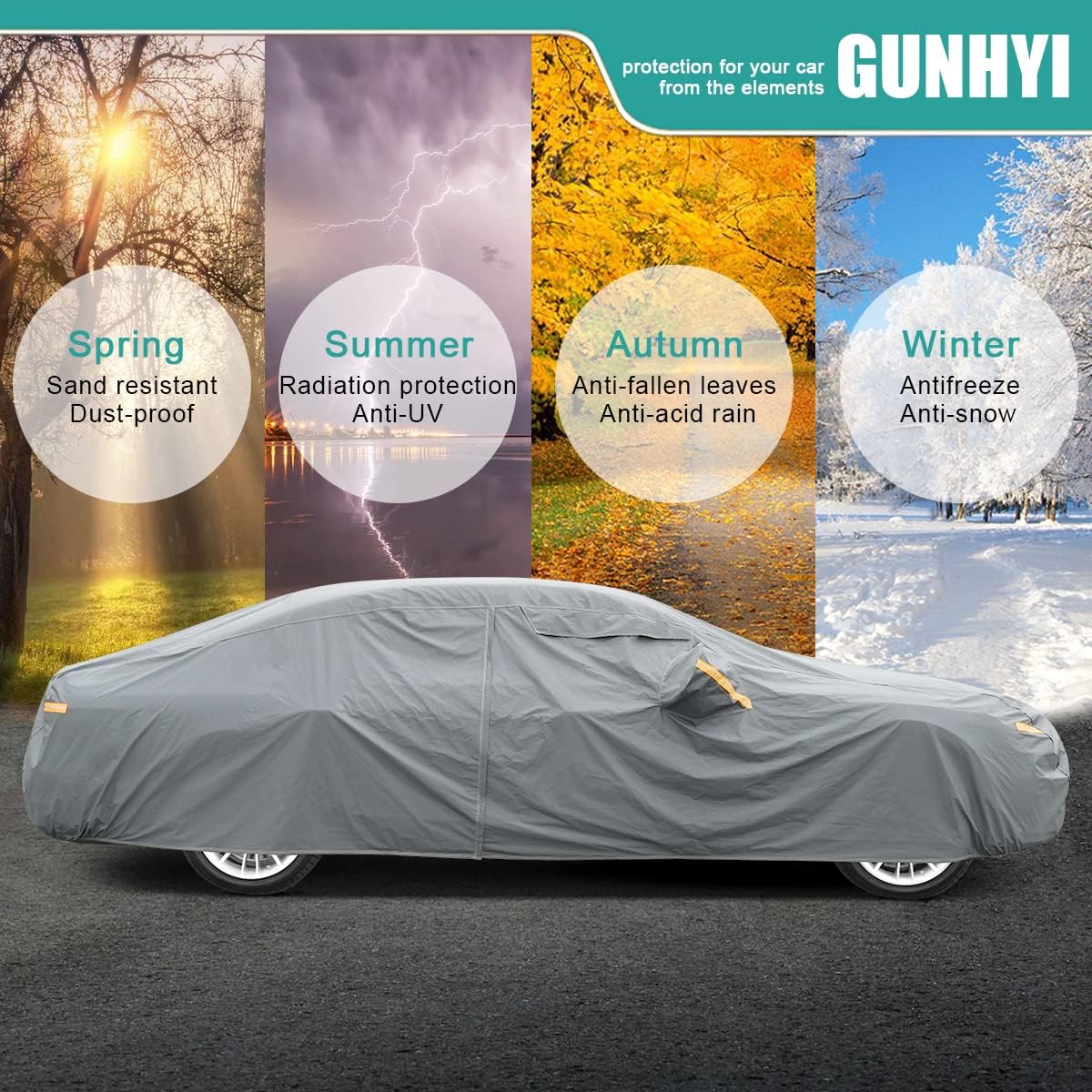 Premium Car Cover Custom Fit Lexus RX350 (2015-2025), 16 Layers Heavy Duty Car Cover Waterproof All Weather with Zipper Door for Sun Rain Snow Dust Uv Protection