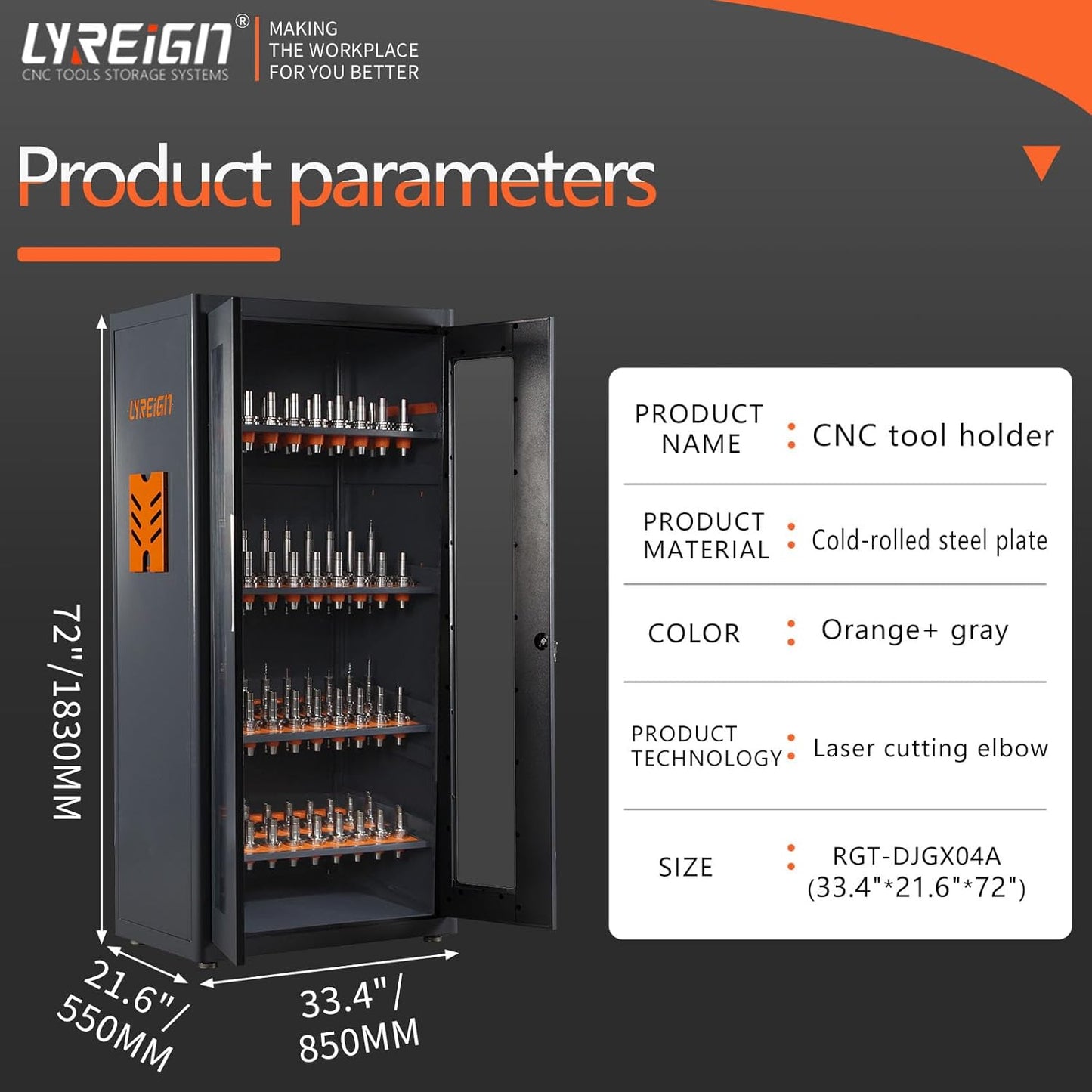 Large Capacity Tool Storage Cabinet, CNC Tool Holder Station Rack With Lock, Multi-Purpose Suitable for Machinists and Workers