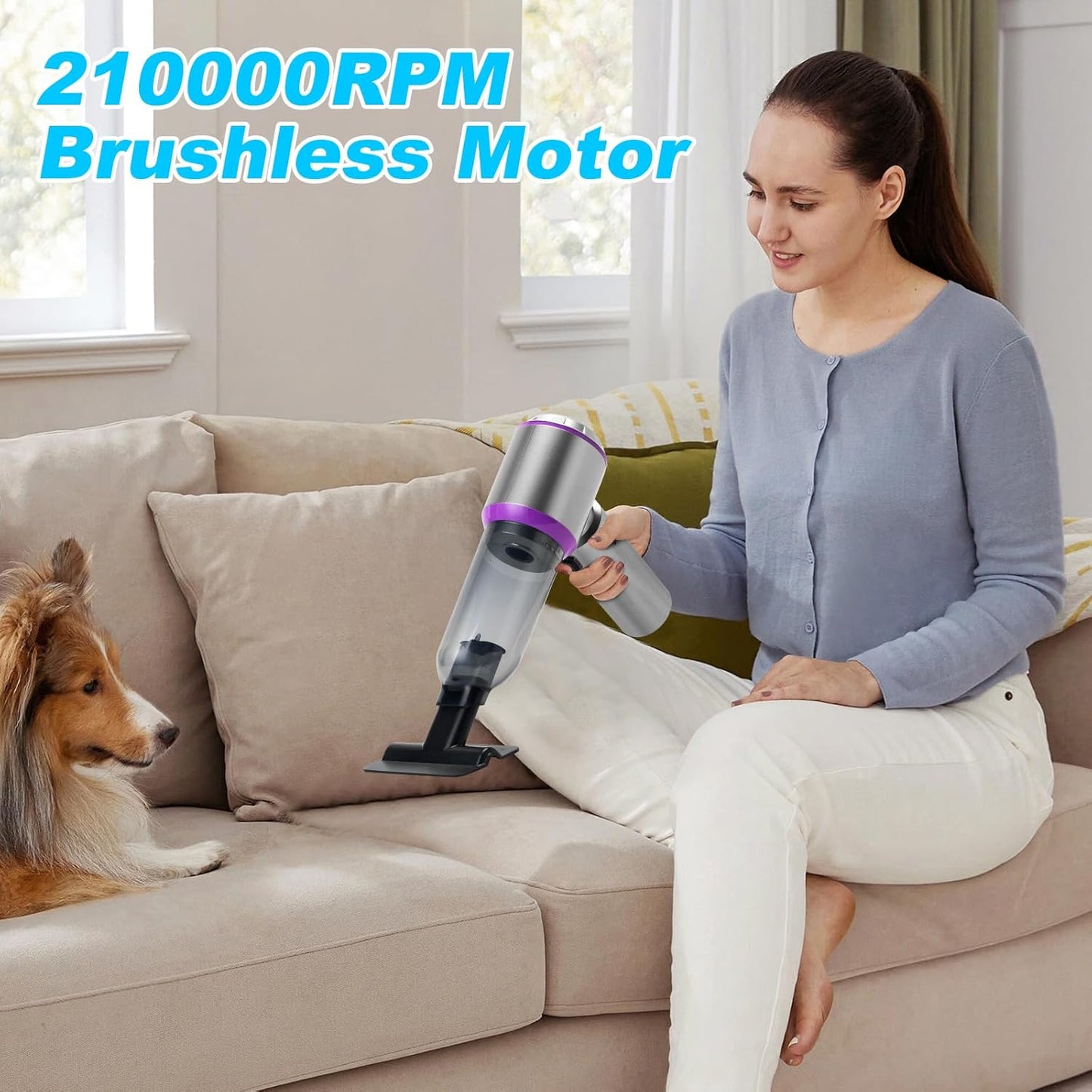 Car Vacuum Portable Cordless,21000PA High Power,Mini Vacuum Cleaner,4-in-1 With Brushless Motor,Air Blower,Handheld Vacuum Cordless,3 Gear Adjustment,Car Vacuum Cleaner Suitable for Cars,Home,Outdoors