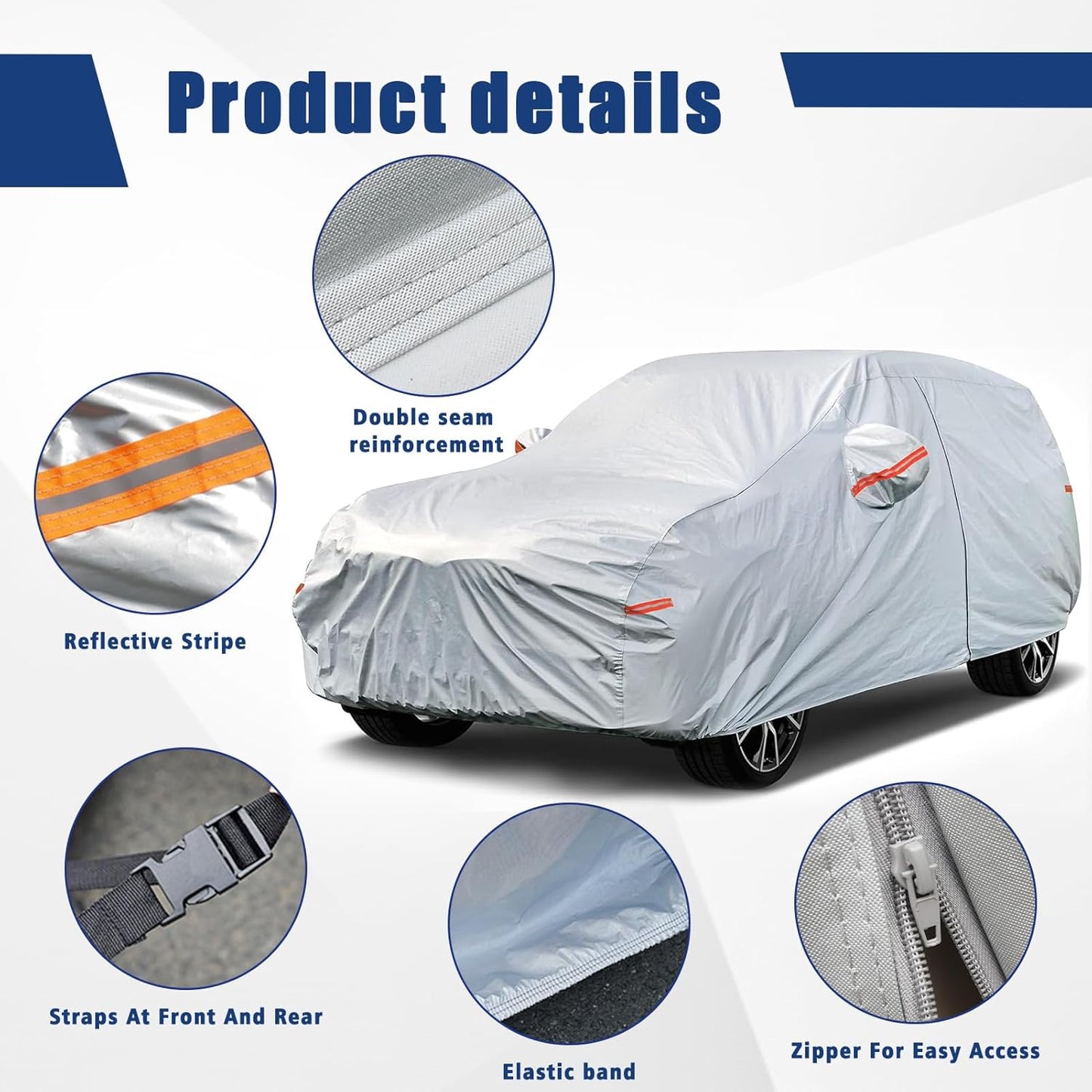 Kayme 6 Layers SUV Car Cover Custom Fit for VW Volkswagen Taos(2021-2025) Waterproof All Weather for Automobiles, Outdoor Full Cover Rain Sun UV Protection.Silver