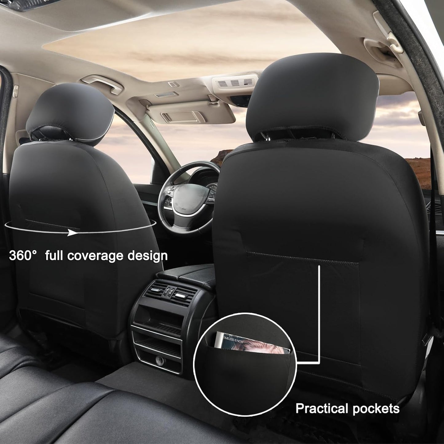 GIANT PANDA Fit Kia Sportage Forte Telluride Sorento Seltos Soul K5 NIRO Carnival Front Car Seat Cover, 3D Air Mesh Breathable Seat Protector, Grey+Black(2-Pack)