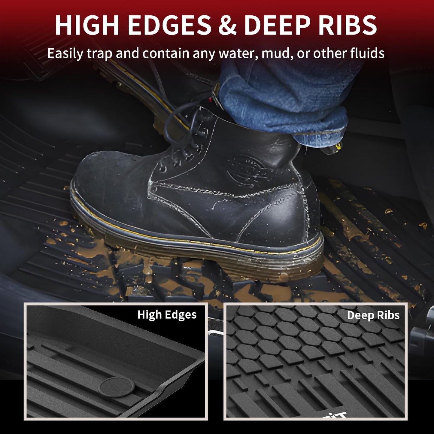 LASFIT Floor Mats&Trunk Mat for Toyota Sienna 8 Seats 2021-2025 All Weather TPE Custom Fit Floor Liner for Sienna LE/XLE (w/o Spare tire) Front and Rear Car Mats&Cargo Liner, Black