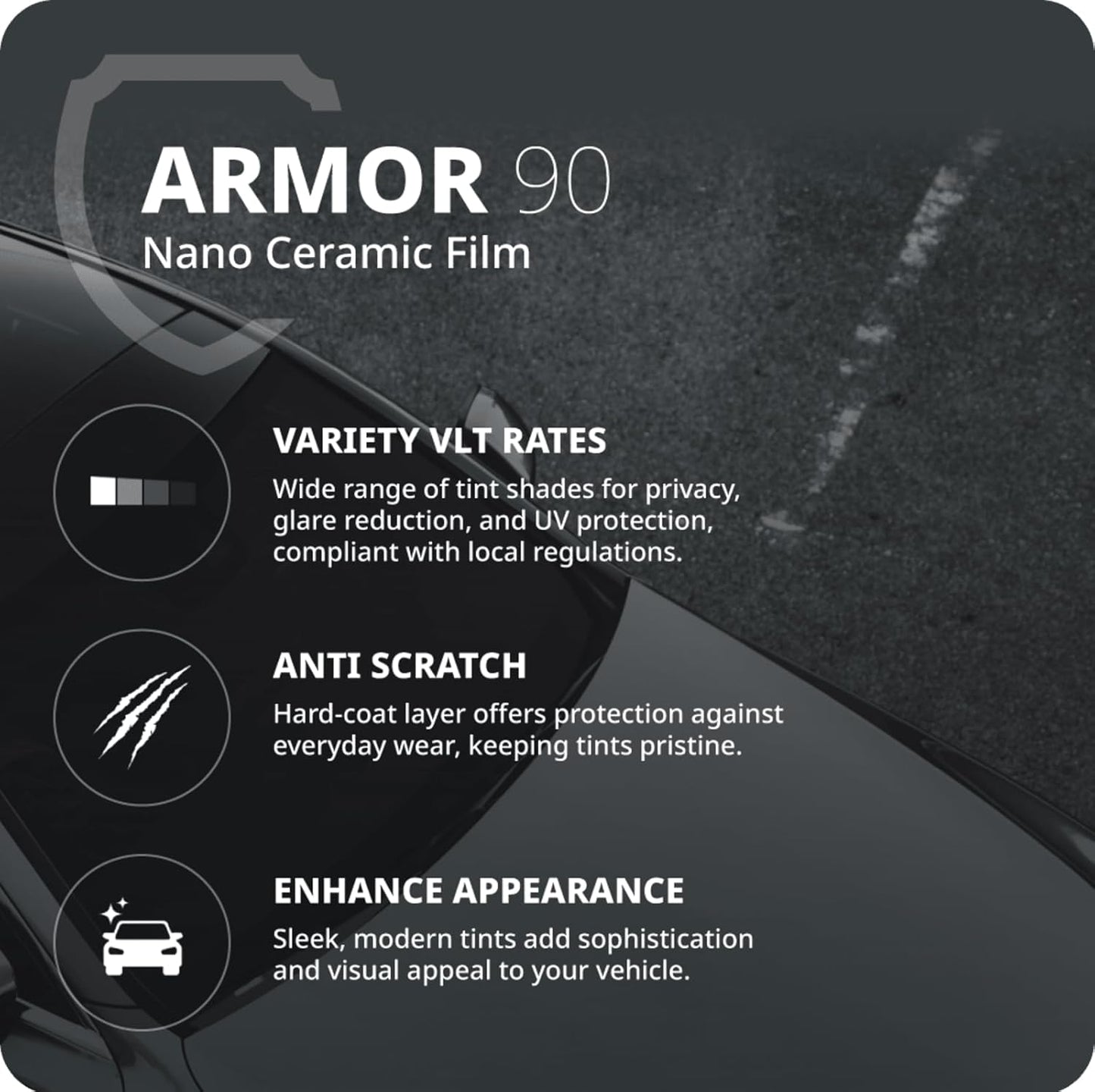 Nano Ceramic Window Tint Film for Cars - 2 Ply Scratch Resistant with Heat Control and UV/IR Rejection (20% VLT, 40inx100ft), OWFCR-10006