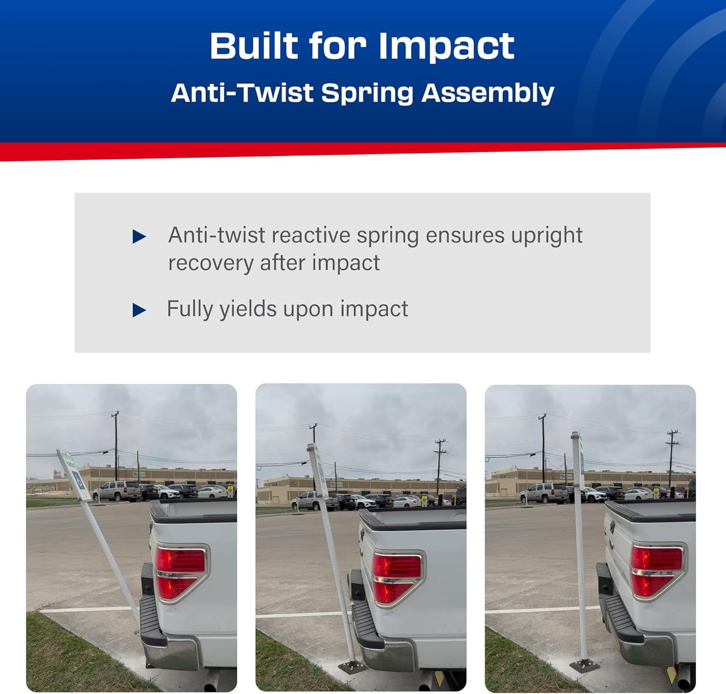 Impact Recovery - Sta-Rite Flexible Sign Post - Sign Holder - Handicap Parking Signs - Made in the USA - 102” Reserved Parking Signage