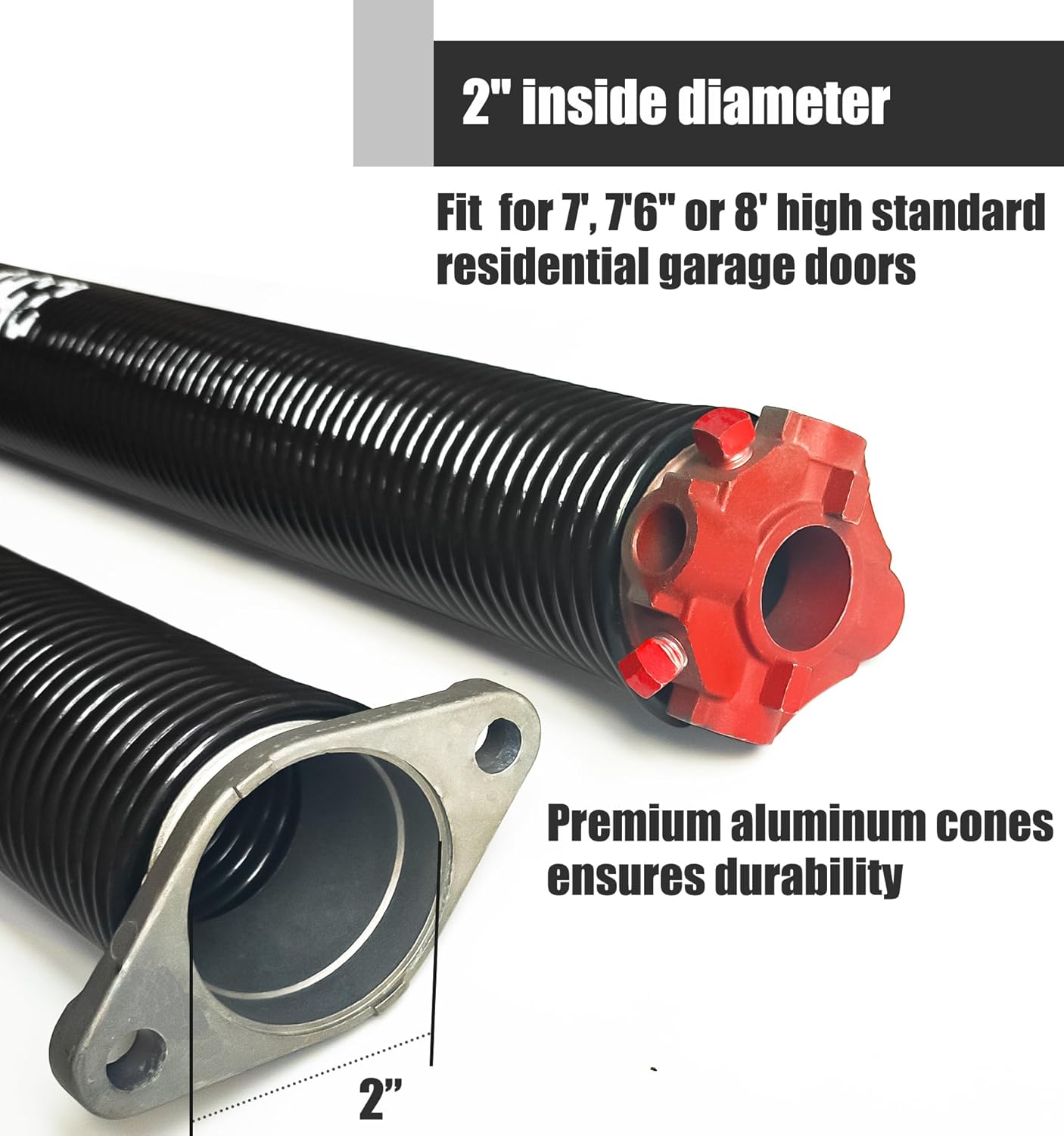 Garage Door Torsion Spring Set, Pair of 2" Electrophoresis Coated Garage Door Spring Replacement with 2 Non-Slip Winding Bars and Bearing, Minimum 16000 Cycles (.250x2x34")