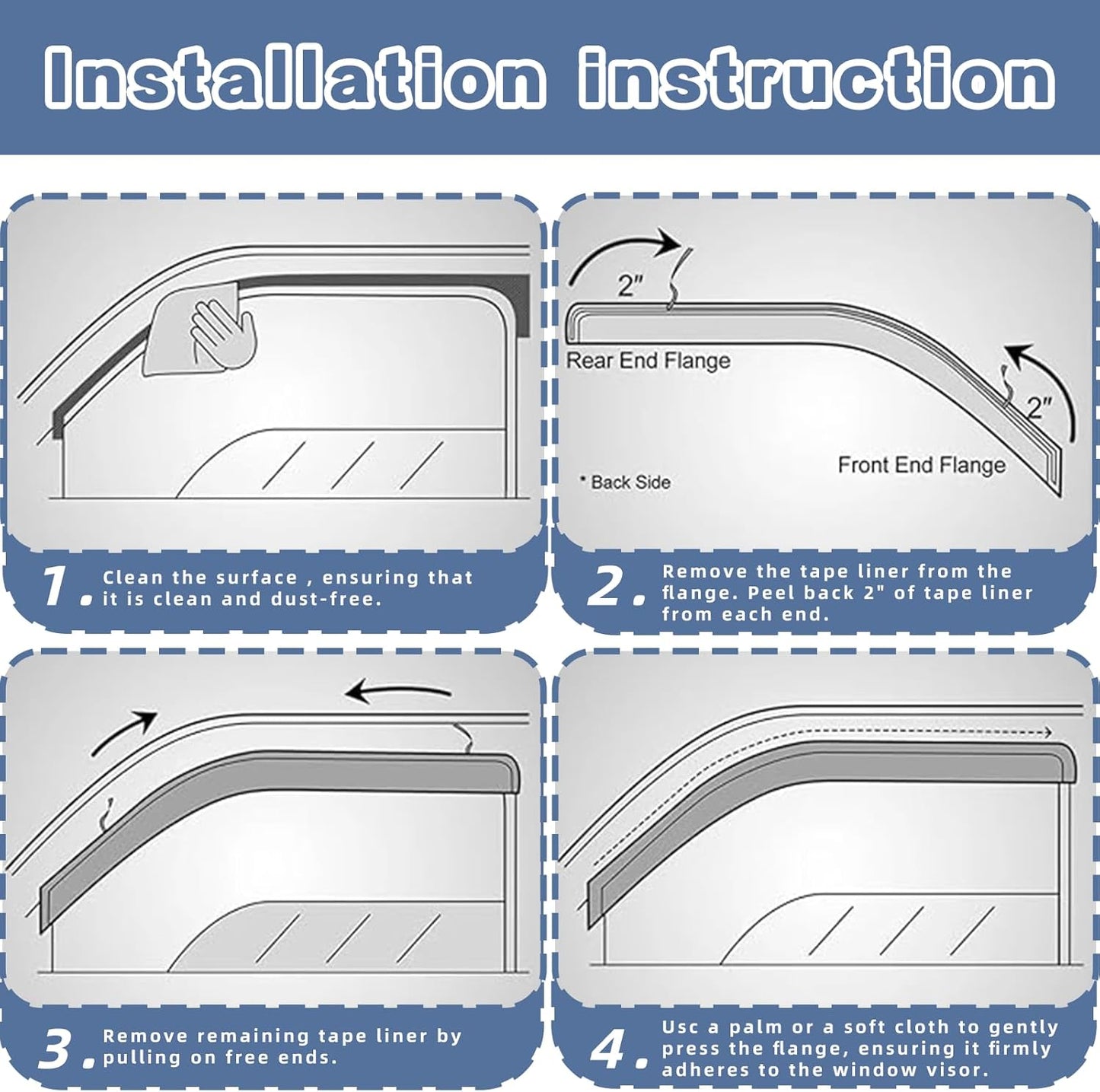Window Visors Rain Guards fits 2016-2025 Malibu (EXCLUDES 2016 Malibu Limited), Out-Channel Window Wind Deflectors Vent Shades Accessories, Dark Smoke, 2017 2018 2019 2020 2021 2022 2023 2024