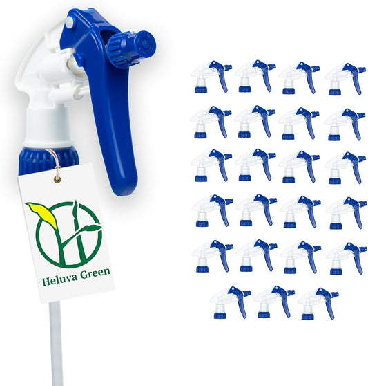 Spray Bottle Nozzle Replacement, Bottle Tops Only - Sprayer Nozzle Triggers for Heavy Duty, Commercial, Home Cleaning Solutions - Fits 8,16,24,32 oz Plastic & Glass Bottles, Blue, 24 pack