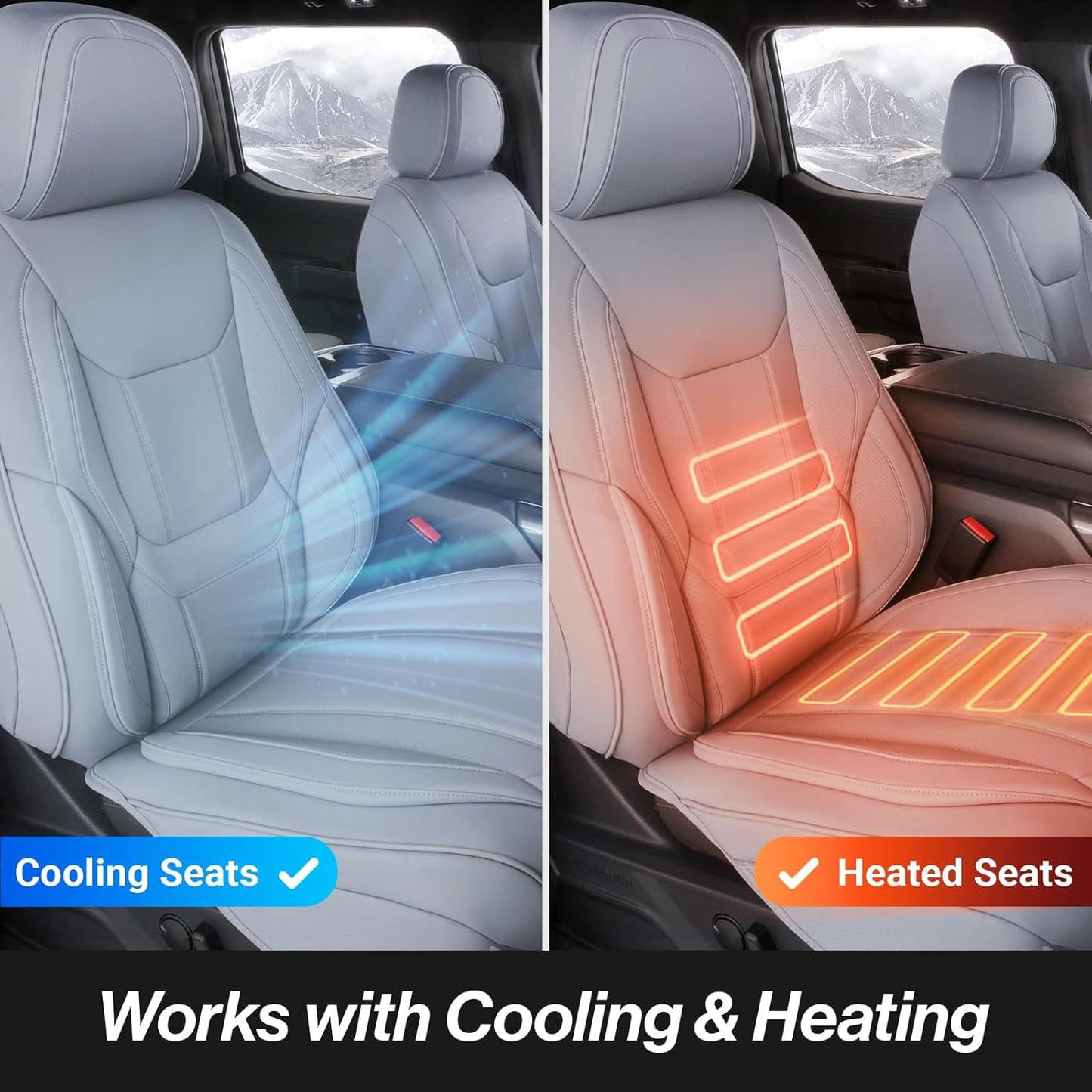 Coverland Custom Car Seat Covers Compatible with 2016-2025 Titan Crew Cab - Premium Leather Non-Slip Memory Foam Waterproof Cover Interior Protector Full Set-Gray [See Size Chart-Size X118]