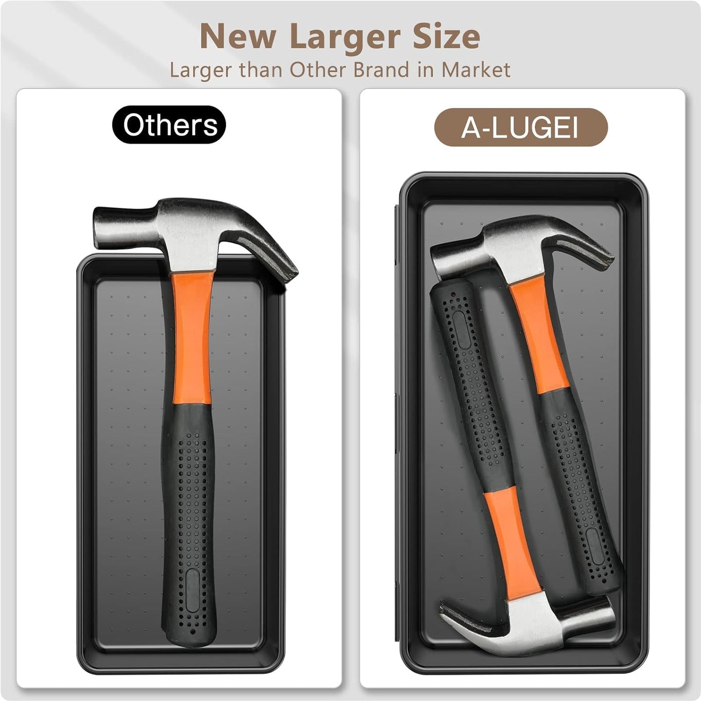 A-LUGEI【𝟰𝟲𝗣𝗖𝗦 & 5 Size】Tool Box Organizer Tray Divider Set, 【Black】 Desk Drawer Organizer, Garage Organization and Storage Toolbox Accessories Rolling Tool Chest Cart Cabinet WorkBench Small Part