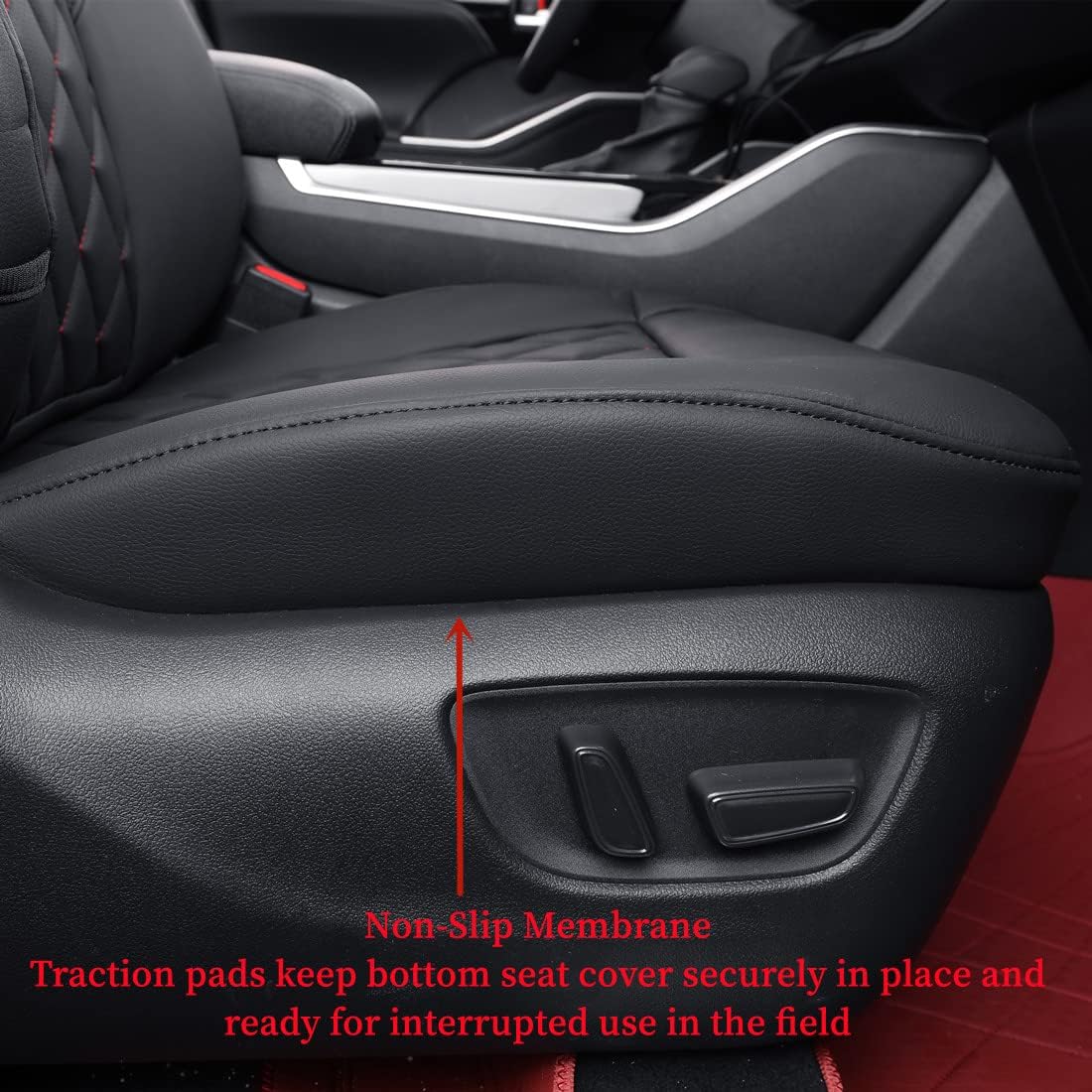 coverdream Custom Seat Covers Compatible with Select Toyota Camry XLE, XSE, XLE V6, XSE V6 2018 2019 2020 2021 2022 2023 Models - Leatherette (Black/Red,Full Set)