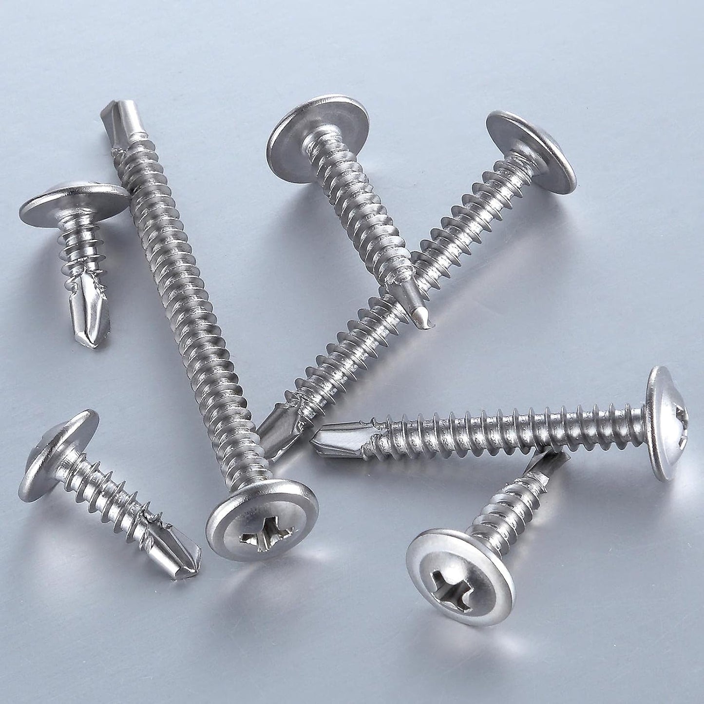 Wensilon（100pcs）#8×2”for Sheet Metal Self-Tapping Screws 410 Stainless Steel Truss Head High-Strength Quick Tapping Screws