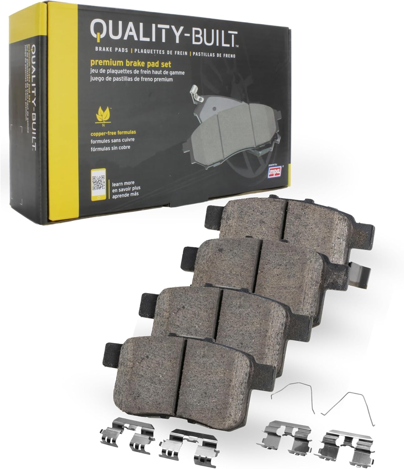 Premium Ceramic Front Brake Pads (1001-1044C) Compatible with 2004-2022 Ford/Mazda/Volvo (3/3 Sport/5/C30/C70/C-Max/EcoSport/Escape/Fiesta/Focus/MX-5/S40/V40/V40 Cross Country/V50)