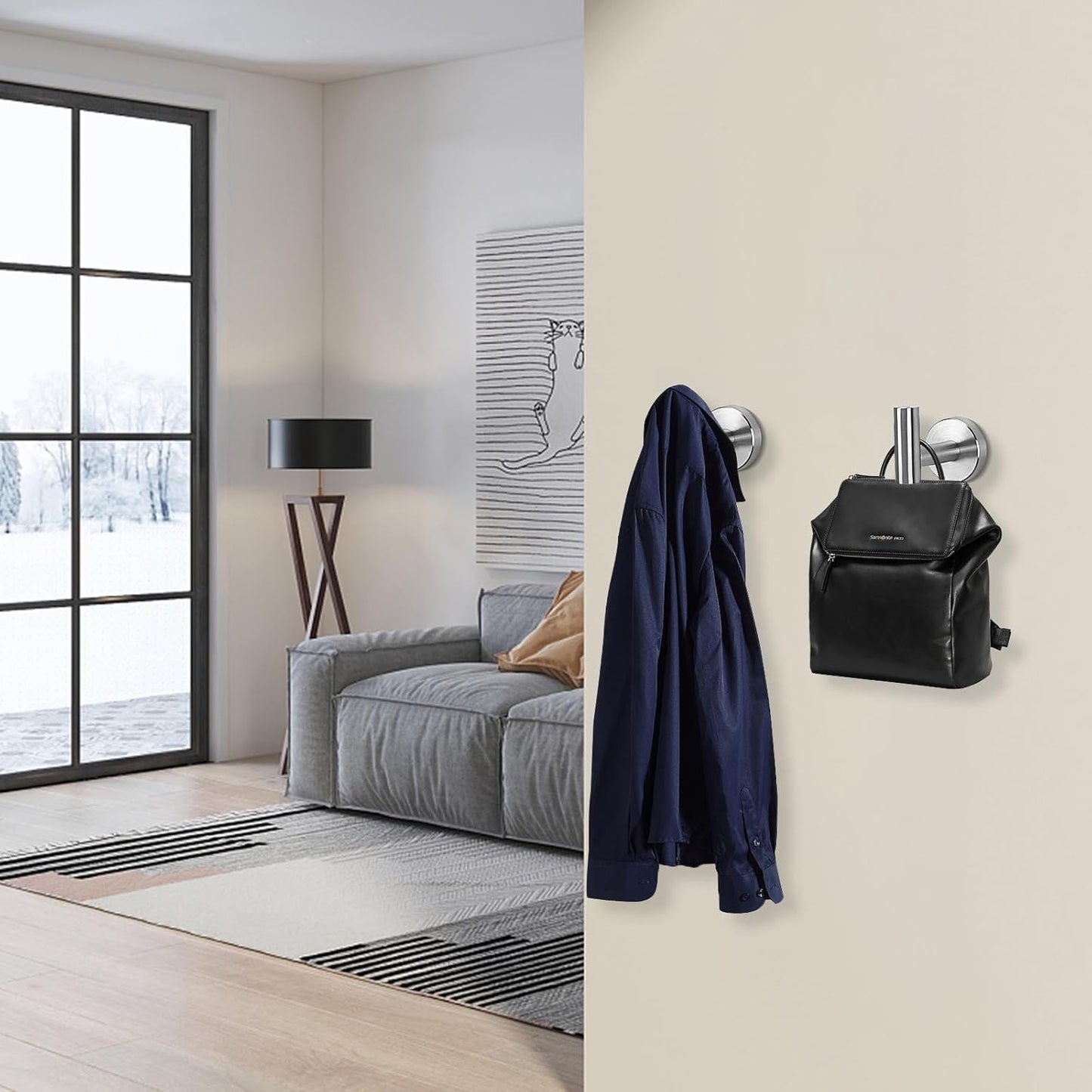 NearMoon Bath Towel Hooks- SUS 304 Stainless Steel Robe Hook Holder, Heavy Duty Coat Hook for Bathroom Livingroom Hotel Kitchen Garage, Wall Mounted (Brushed Nickel, 16 Pack)