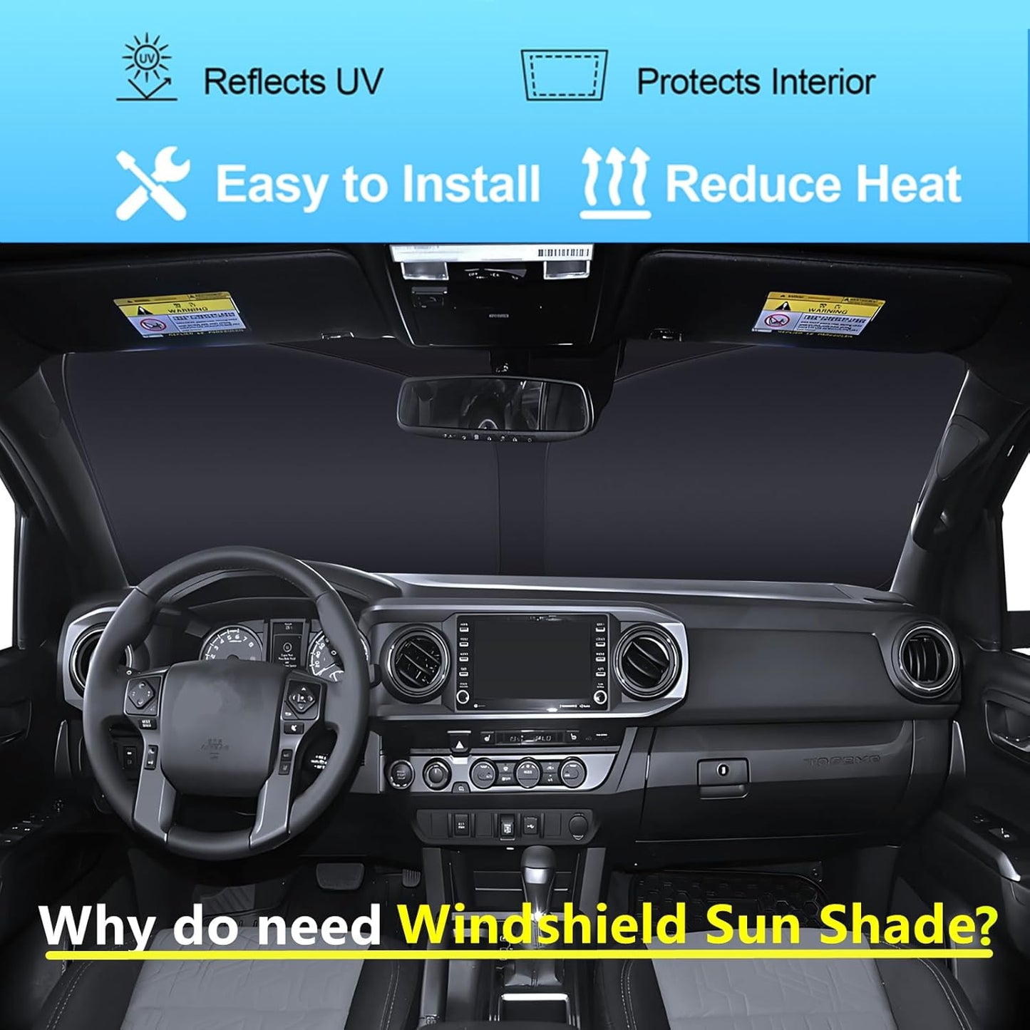 Windshield Sun Shade for 2018-2023 Toyota CHR Custom Fit Foldable Front Window Sunshade Sun Visor Protector Block UV Rays Keep Your Car Cooler