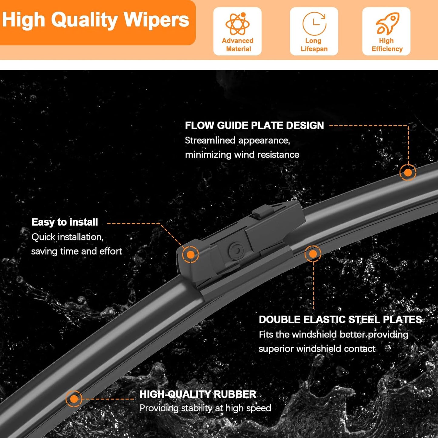 HULADAED® 26''+19''+14'' Windshield Wipers Replacement for Subaru Outback/Legacy 2014 2013 2012 2011 2010,Silicone Front Rear Wiper blades for MY Car-All Weather & Quiet(3 PACK)