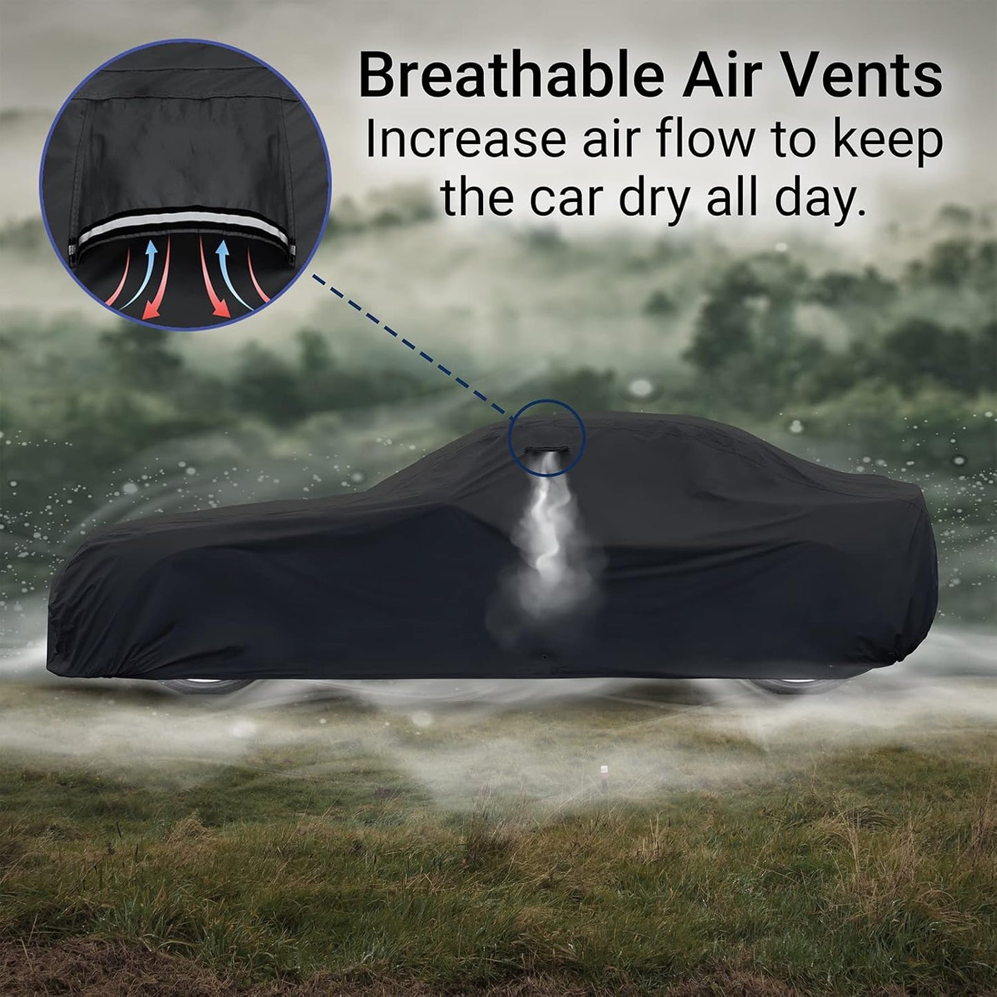 iCarCover Custom Car Cover for 1979-2004 Ford Mustang Waterproof All Weather Rain Snow UV Sun Protector Full Exterior Indoor Outdoor Car Cover (Stripe - Black/Gray)