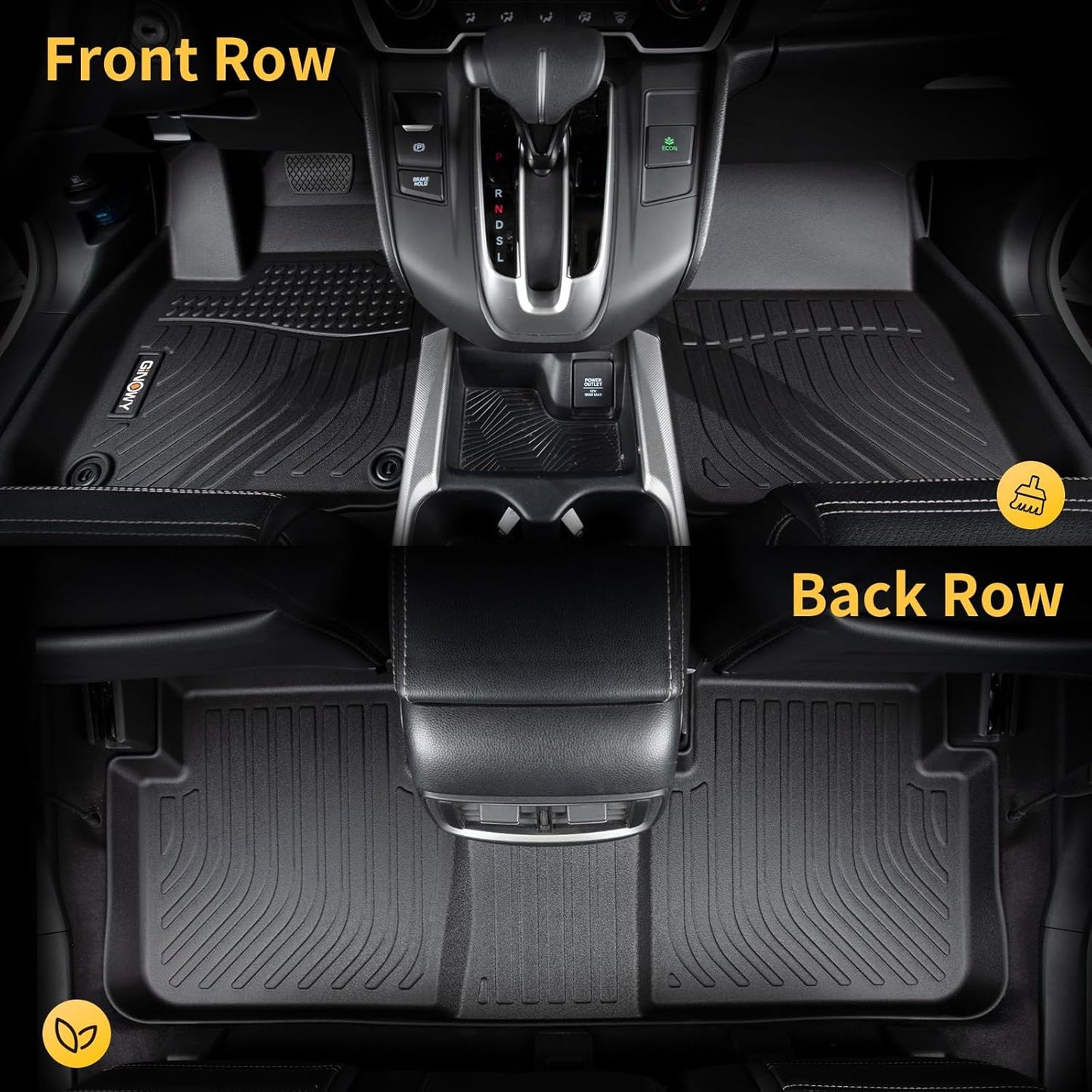 GINOWY-Floor Mats & Cargo Liner for Genesis GV80 2021-2025 (Only 5 Seats, Not for Coupe), All Weather Car Floor Mats Cargo Liner TPE Rubber Trunk Mat Trunk Liner, GV80 Accessories Mats