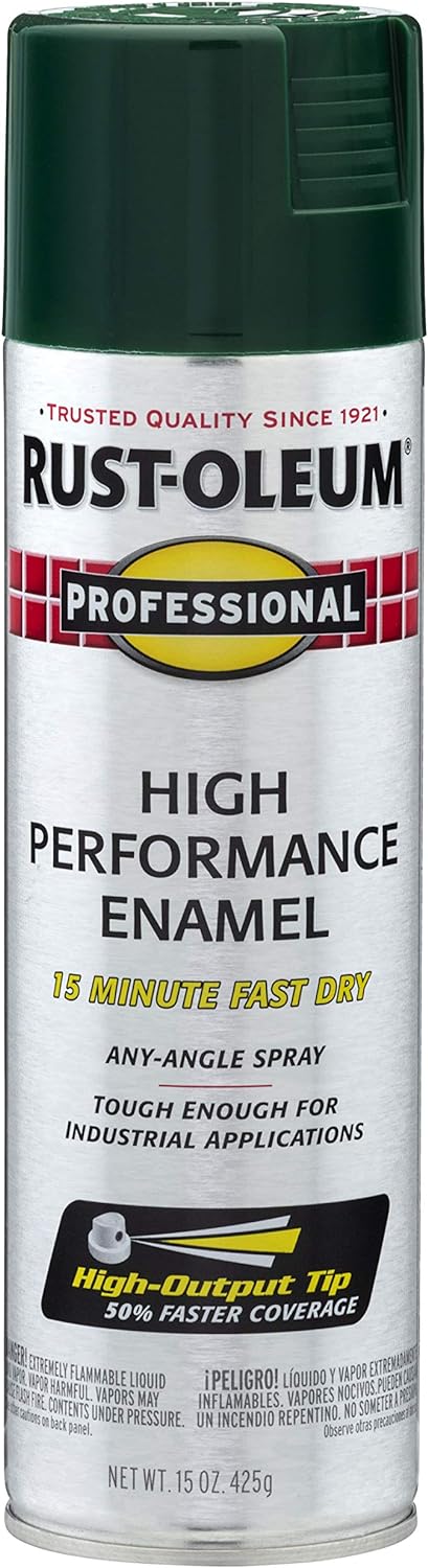 Rust-Oleum 7538838 Professional High Performance Enamel Spray Paint, 15 Oz, Gloss Hunter Green