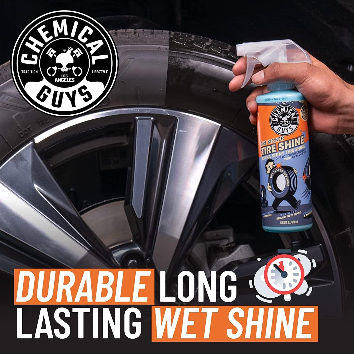 Chemical Guys Tire Kicker Sprayable Extra Glossy Tire Shine (Works on Rubber, Vinyl & Plastic) Safe for Cars, Trucks, Motorcycles, RVs & More, Extra Large Size 32 fl oz