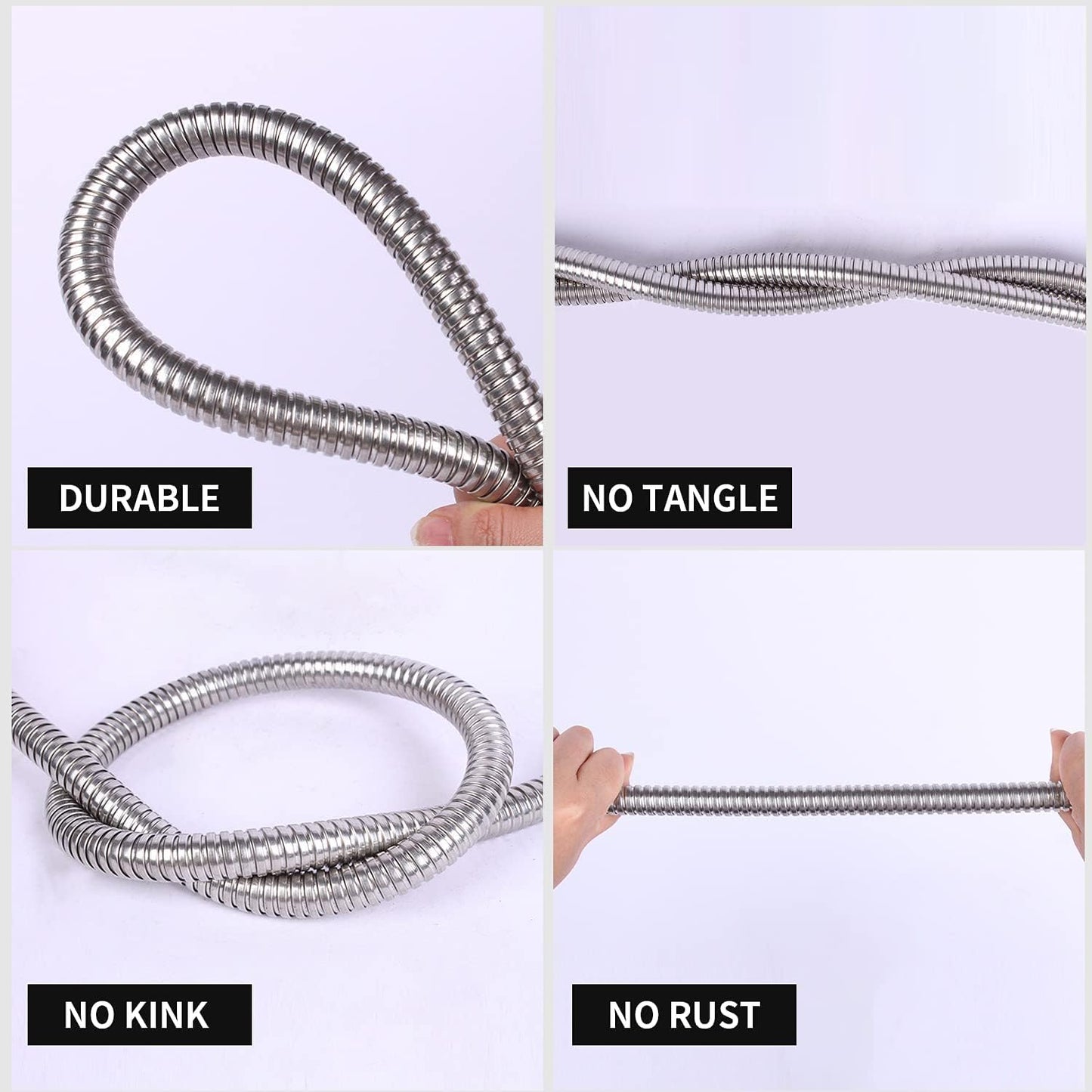 Metal Short Garden Hose 2 ft, Flexible Stainless Steel Garden Hose 2 ft Lightweight Water Hose with Brass Fittings (2 Feet)