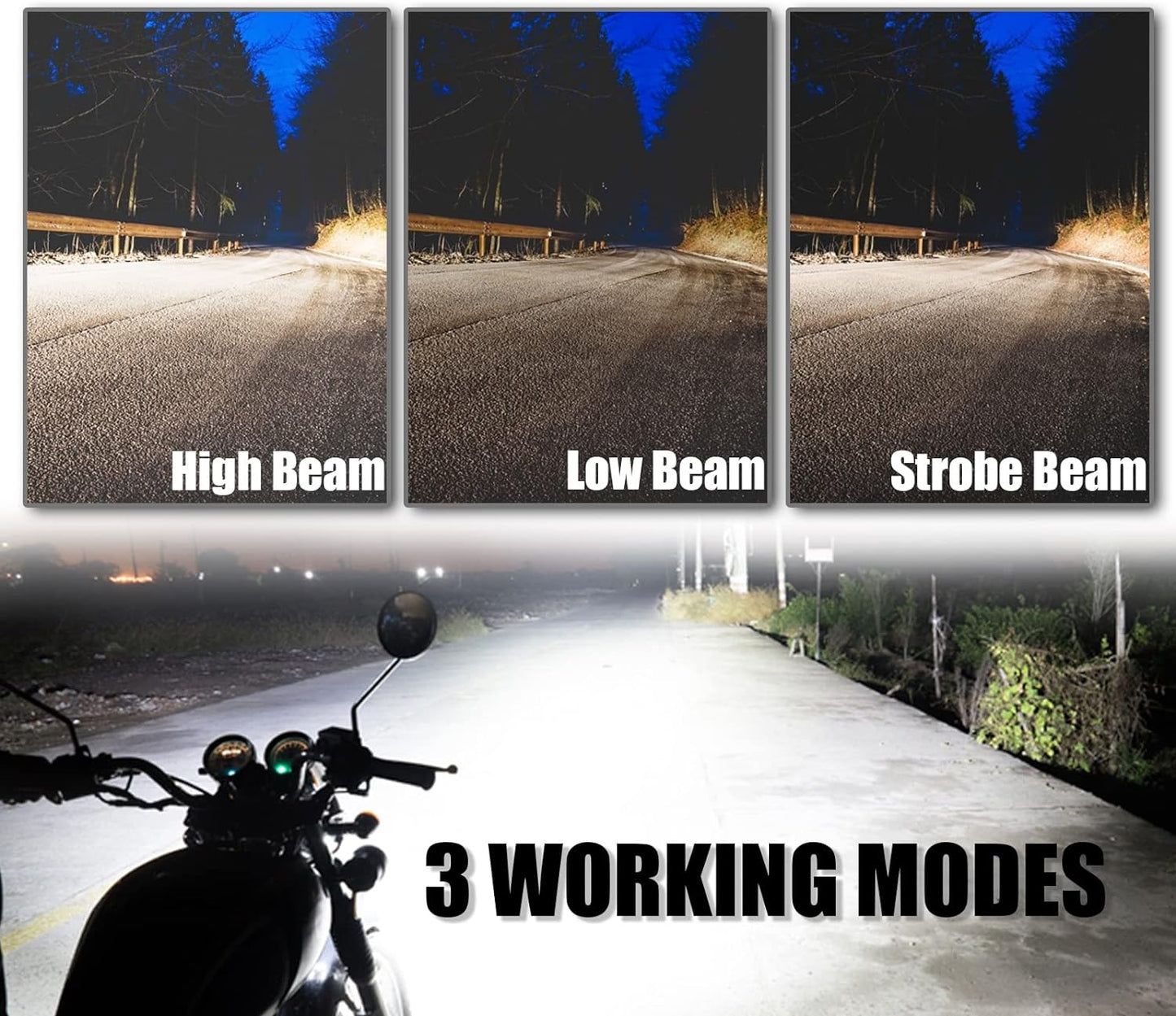 Motorcycle Driving Lights 12-60V 40W 3600LM LED Fog Lights for ATV UTV Bike Car Truck Boat Forklift Waterproof LED Spotlights with 6 Light Beads High Low Strobe Beam Switch Universal (Black 2)