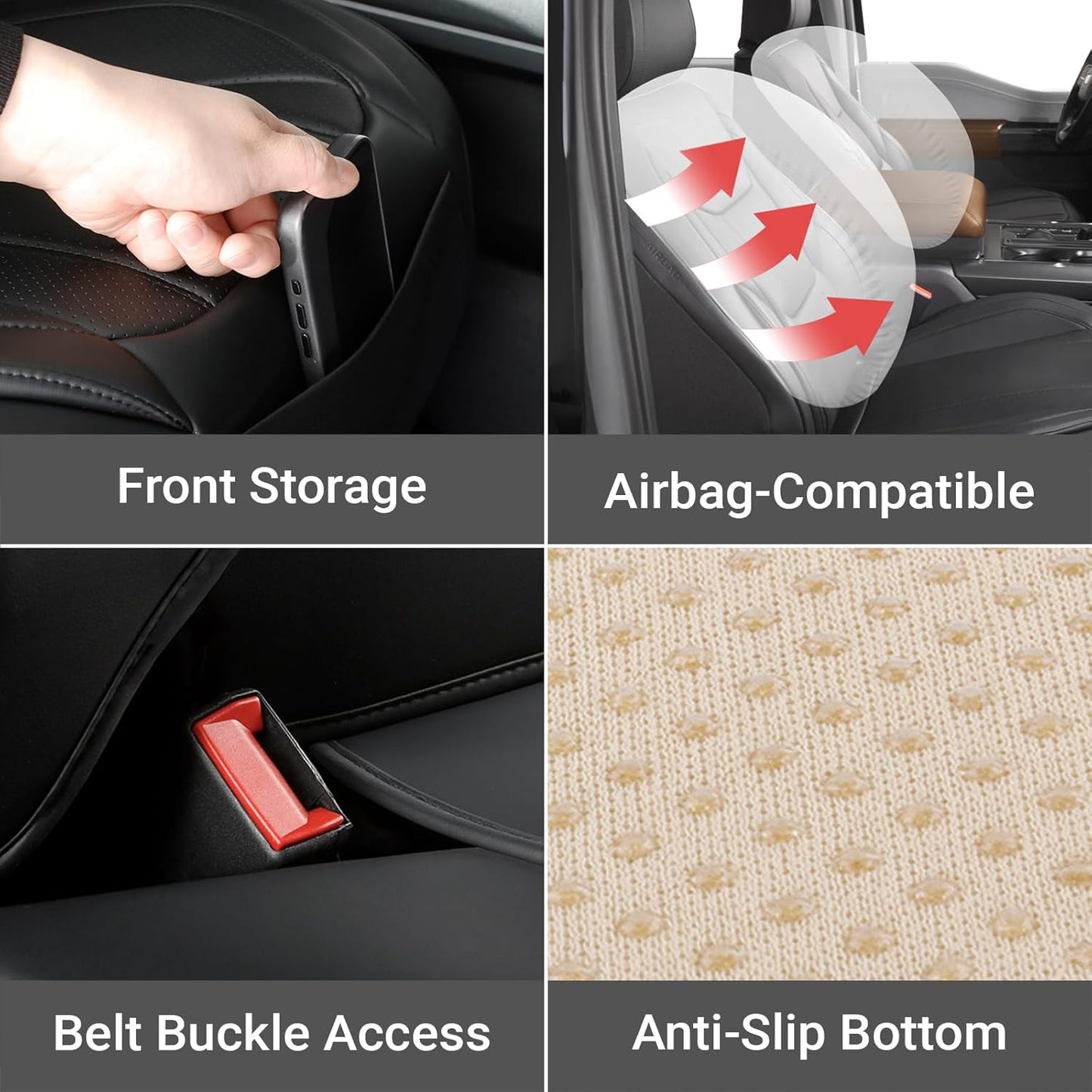 Coverland Custom Car Seat Covers Compatible with Ram 1500 2500 Mega Cab - Premium Leather Non-Slip Memory Foam Waterproof Cover Custom Interior Protector Full Set-Black [See Size Chart-Size X111]