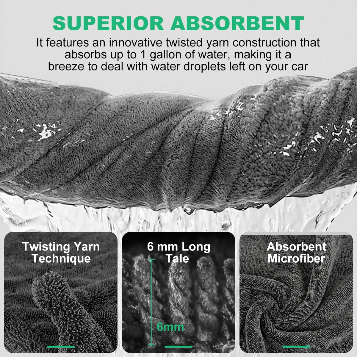 2 Pack Car Microfiber Towels with Car Wash Mitt 1200 GSM Soft Microfiber Car Drying Towels(36"x24" & 16"x16"), Ultra-Absorbent Streak Free Premium Double Twisted-Loop Drying Towels for Car Truck SUV