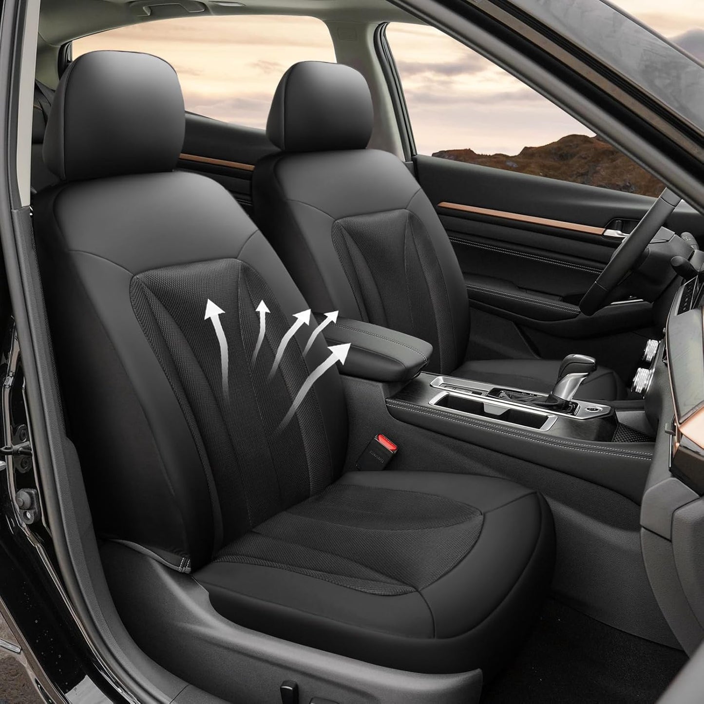 GIANT PANDA Front Car Seat Cover for Jeep, 3D Air Mesh Car Seat Covers Custom Fit Jeep Grand Cherokee Wrangler Compass Gladiator Wagoneer (Black) 2-Pack