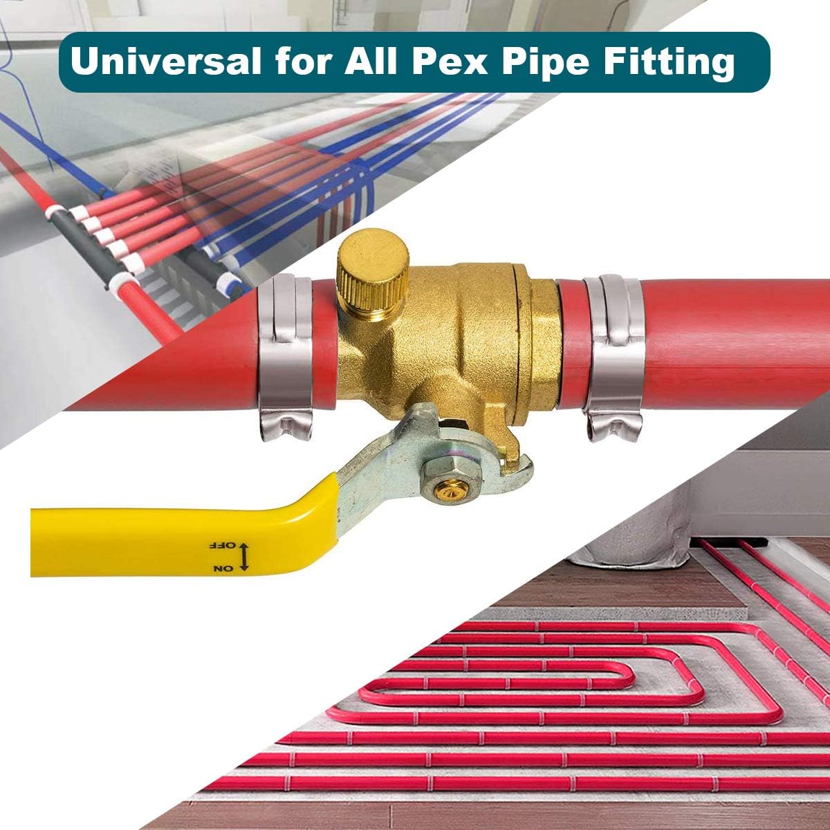 LOKMAN 50 Pack 3/8 Inch PEX Cinch Clamps, Stainless Steel Cinch Crimp Rings Pinch Clamps for PEX Tubing Pipe Fitting Connections(3/8 In)