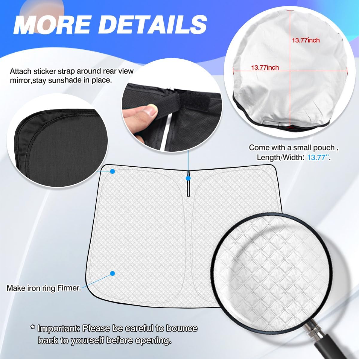Windshield Sun Shade for Hyun dai Santa Cruz Accessories 2022-2025 2026 Thicken 6-Layer Front Window Sunshade Cover Sun Visor Protector Foldable Block UV Rays Keep Vehicle Cool
