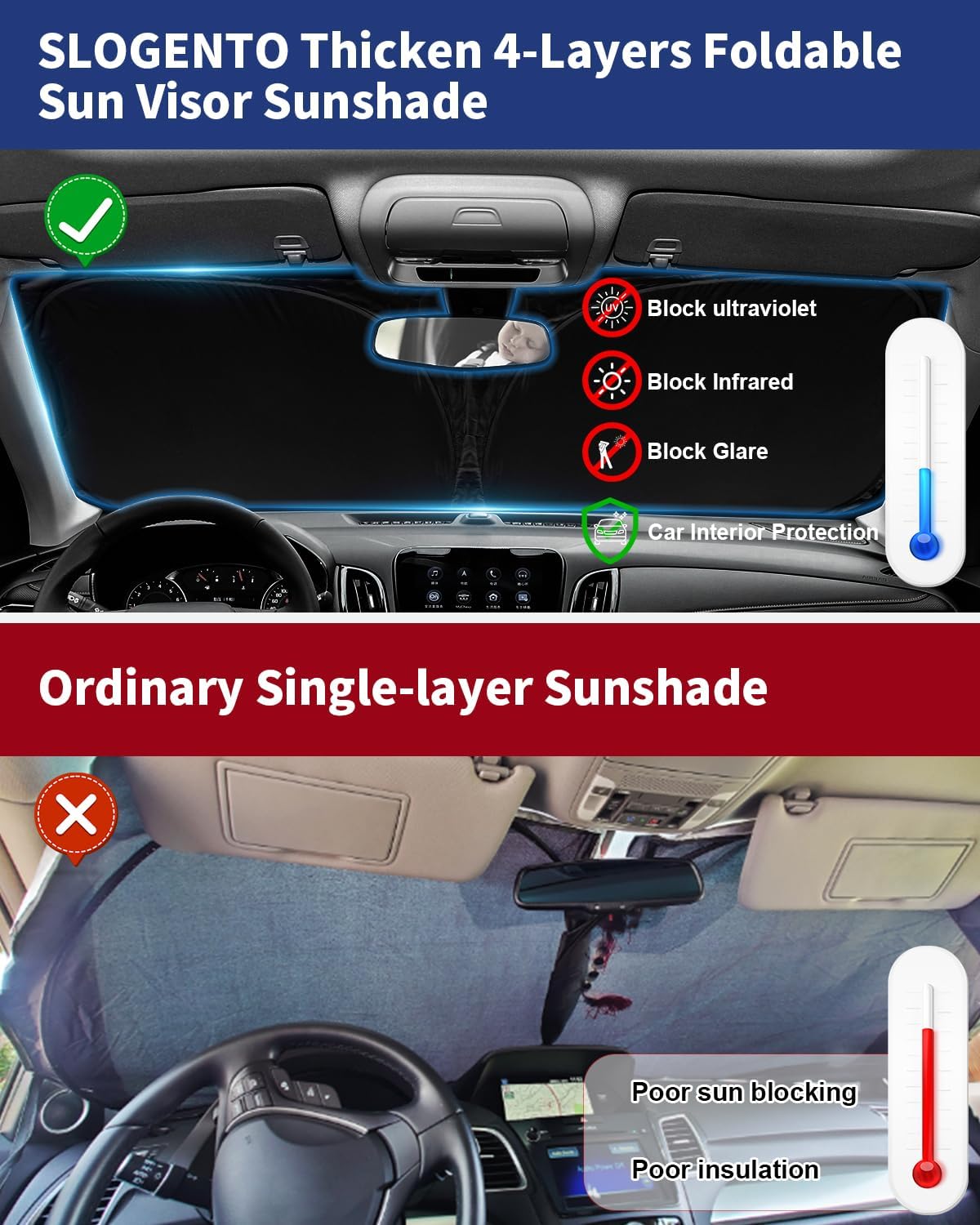 Sun Shade for RX350 Windshield Sunshade Front Window Shield Custom Fit for Lexus RX 2016-2022 Accessories Sun Visor for for Lexus RX 2016-2022 Protector Foldable Blocks UV Rays Heat