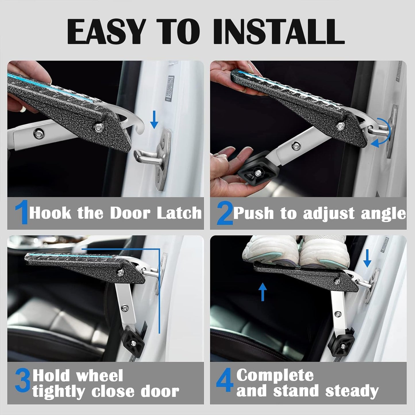 TOOENJOY Extra Protection Car Door Latch Step Both Feet Stand Pedal Ladder/No Assemble Foldable Heavy Duty Car Gadgets for Roof Rack Access Max Capacity 400lbs