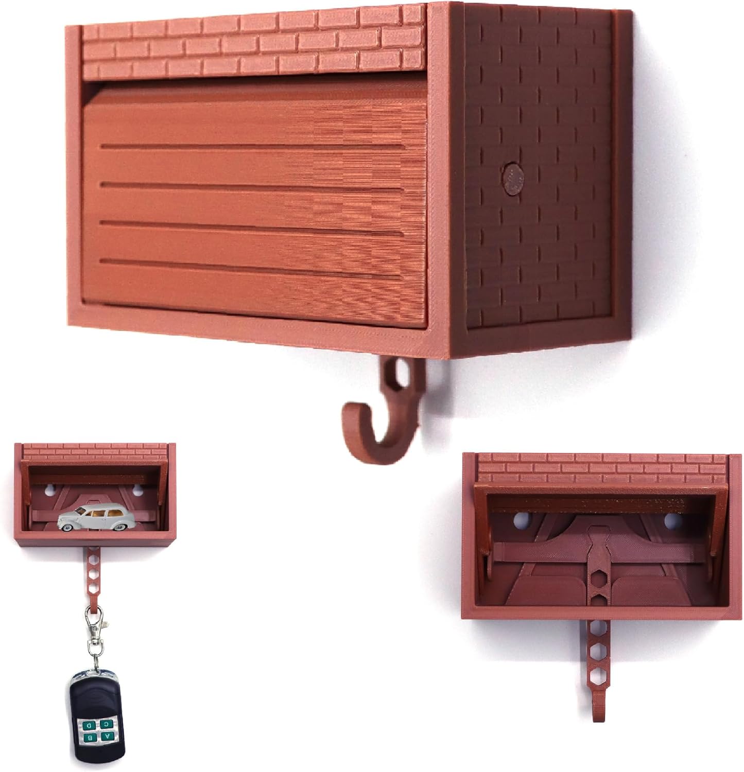Wall-Mounted Car Display Key Holder, Decorative Garage Model Design, Multiple Colors（No Car） (Stripe-Red（No Car）)