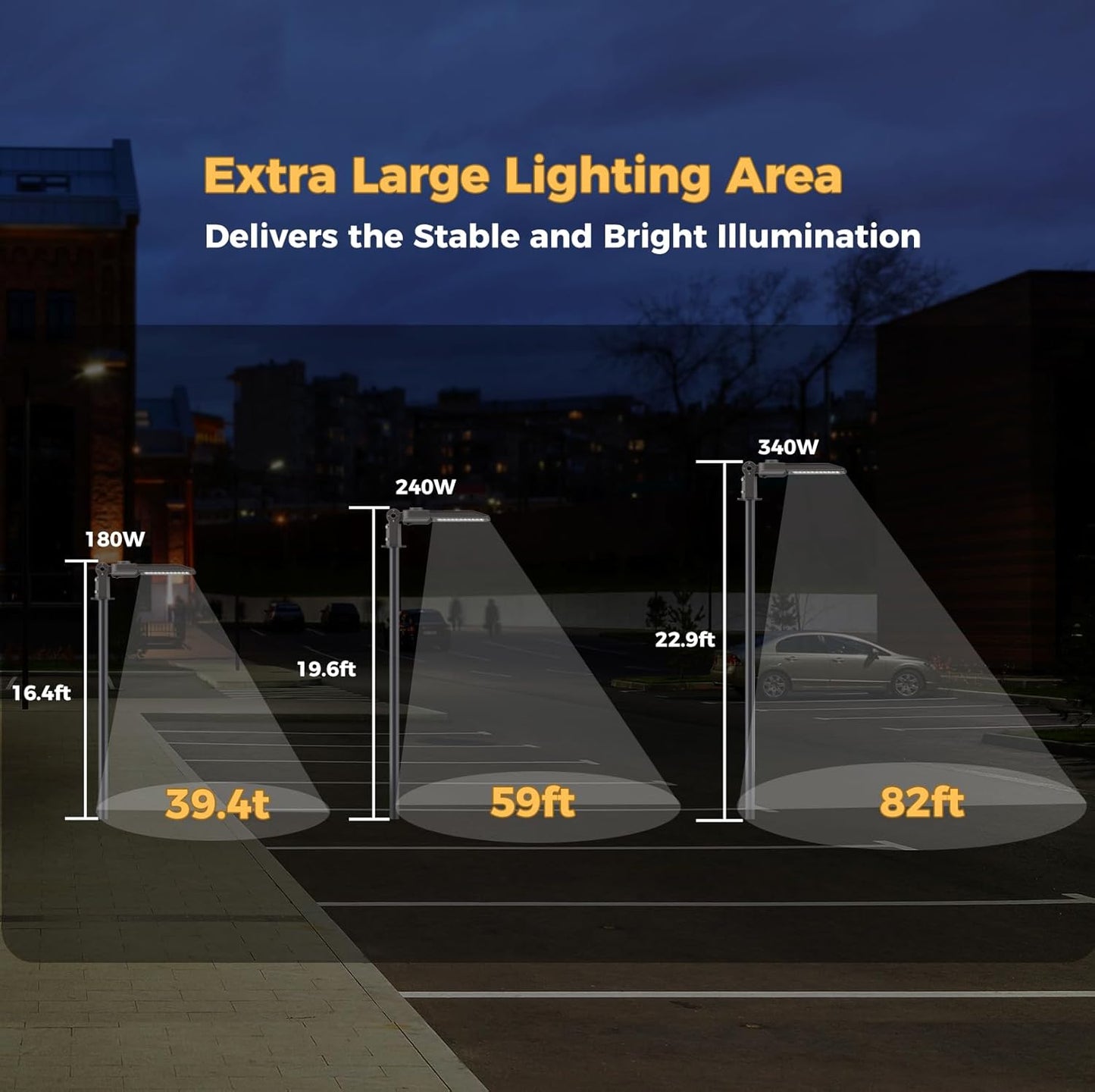 180W LED Parking lot Lights Commercial Oudoor Lighting Shoebox Light with Dusk to Dawn Photocell 32400Lm(180LM/W) 6000K IP65 Waterproof 100-277V for Driverway Parking Lot